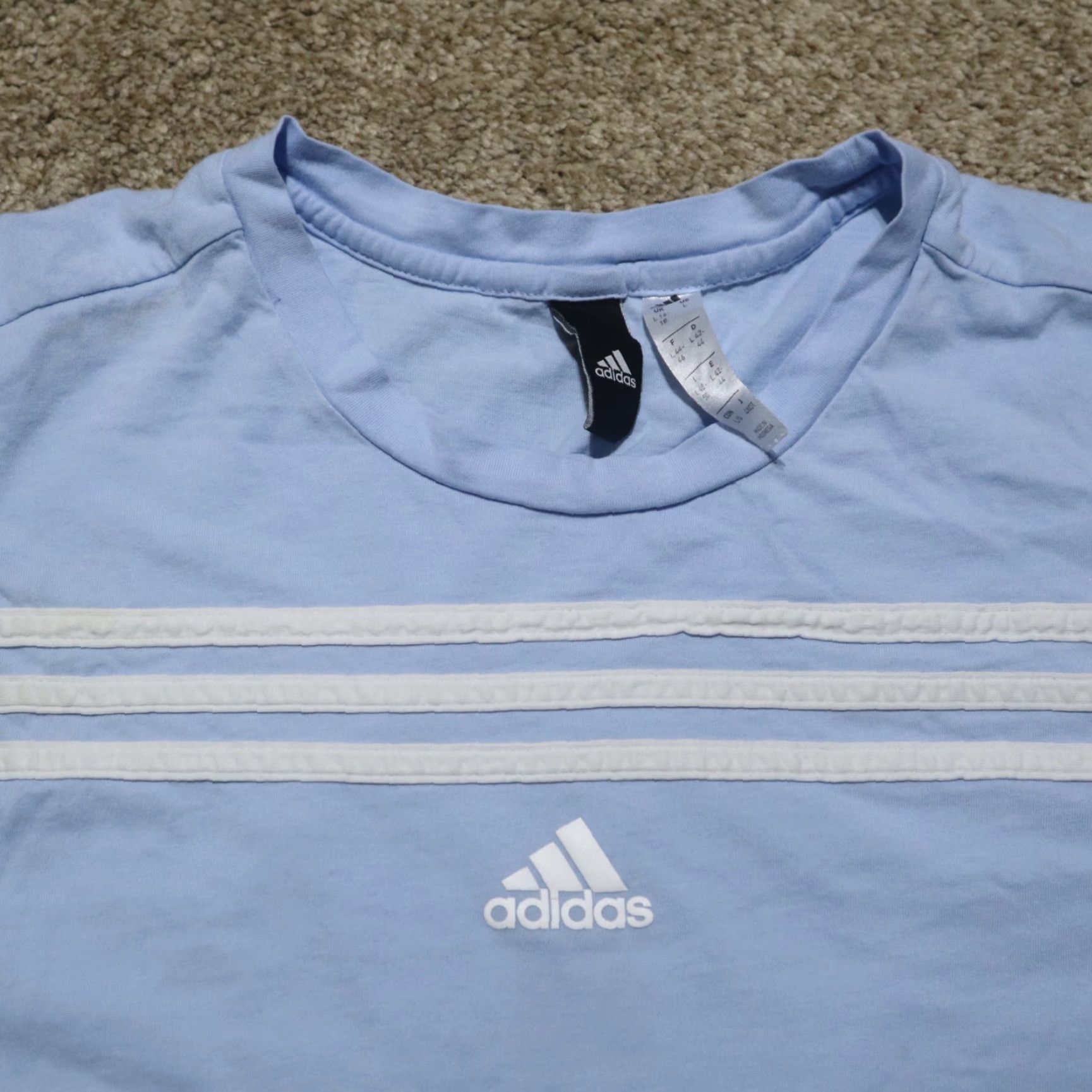 Adidas Adidas Shirt Cropped Back Athletic Gym Women's L Blue Sleeve Short Solid Back Compression Back Size L / US 10 / IT 46 - 2 Thumbnail