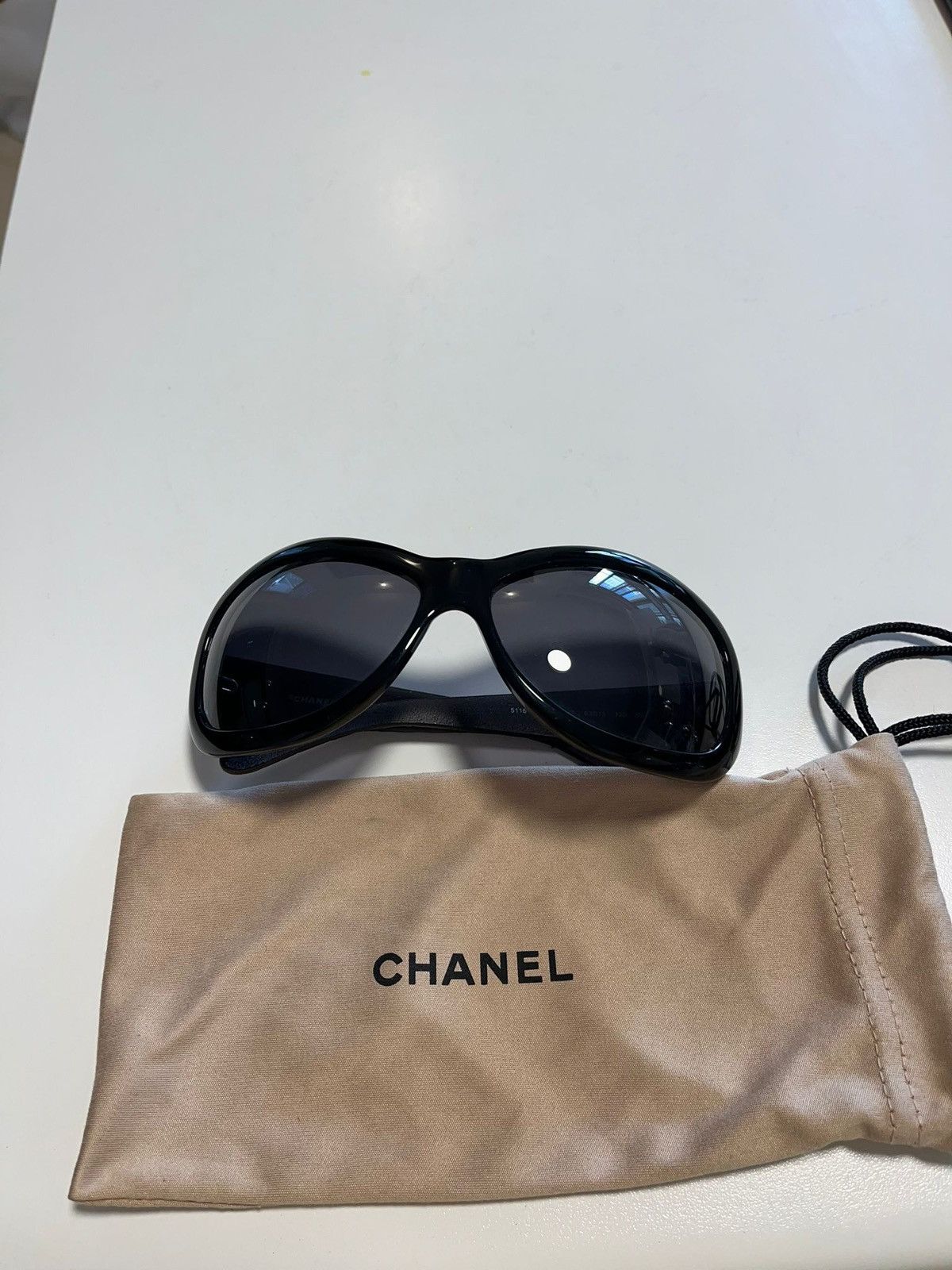 CHANEL 5116-Q c501/86  Black with Brown Quilt Arms sunglasses Authentic Chanel Beige Quilted Leather Sunglasses 5116-Q  main image 2