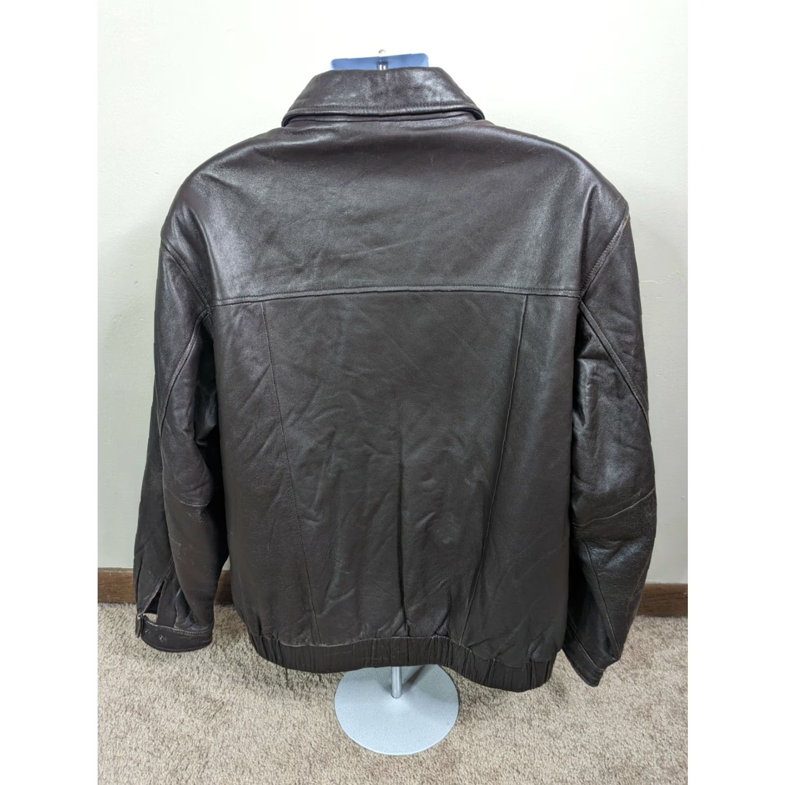 Vintage VINTAGE Y2K 00s J. Ferrar Mens XL Brown Lambskin Leather Bomber Jacket Coat Moto Biker Size US XL / EU 56 / 4 - 3 Thumbnail
