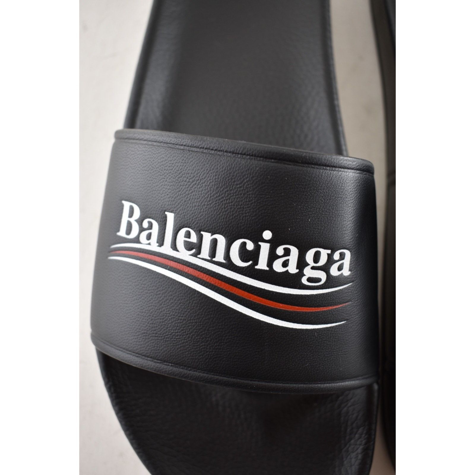 Balenciaga Balenciaga Leather Campaign Logo Slide Pool Sandal 44 11 Size US 11 / EU 44 - 8 Thumbnail