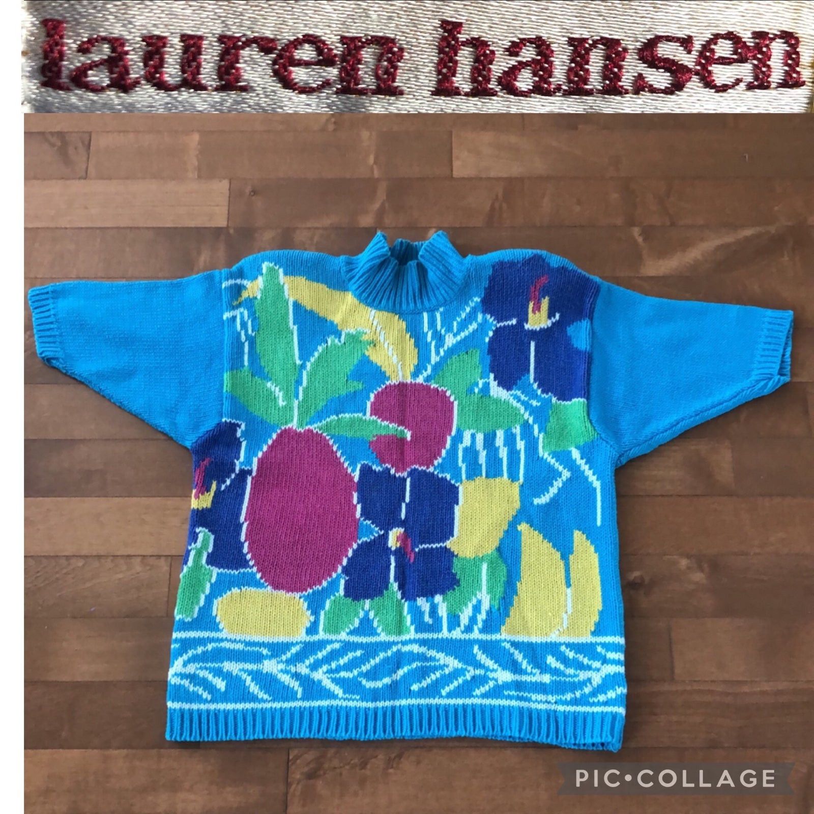 Vintage Lauren Hansen Vtg 80s floral Sweater blue, yellow large Size L / US 10 / IT 46 - 10 Thumbnail