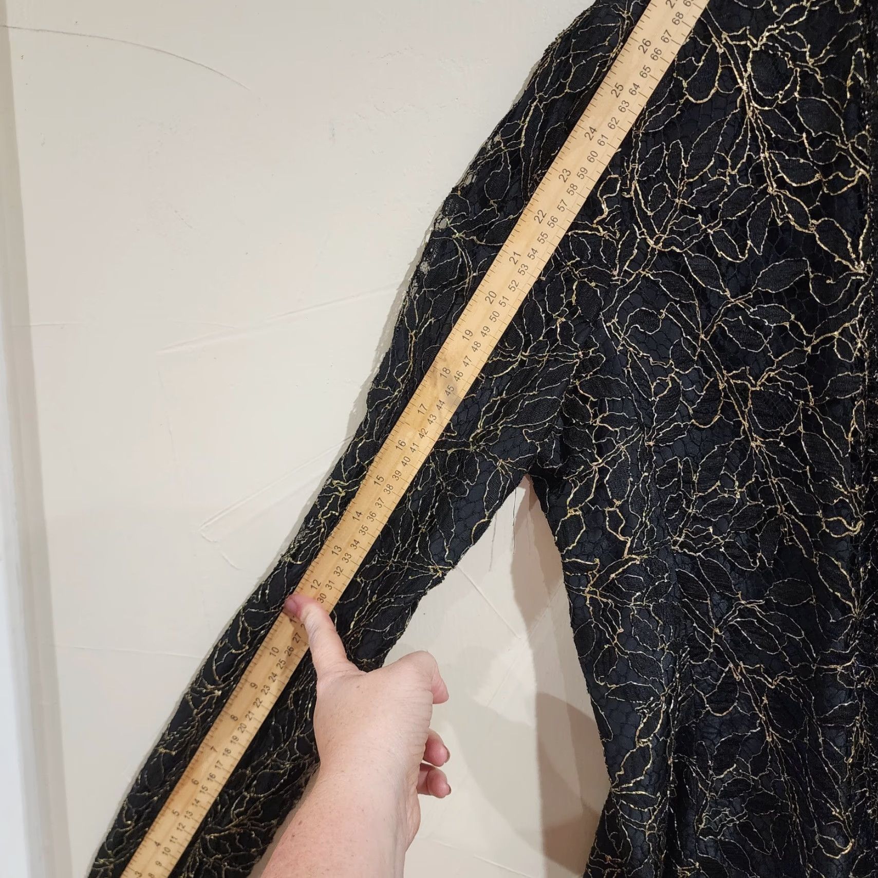 VINTAGE Neiman Marcus Jacket Bomber Black & Gold Emboss Fabric Short Button Up Lining Polyester Sequin Aztec Butterfly Collarless Womens Size M