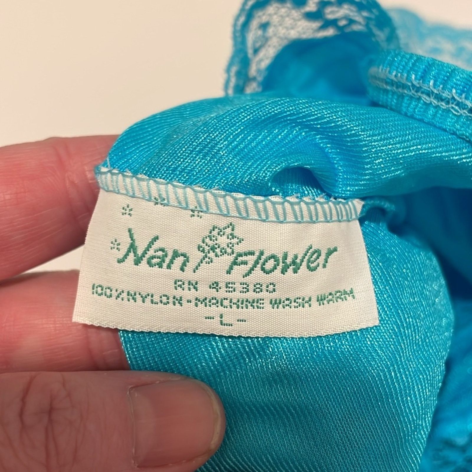 Vintage Nan Flower Brand Teal Blue Teddy Size Large Vintage Lingerie Size ONE SIZE - 5 Thumbnail