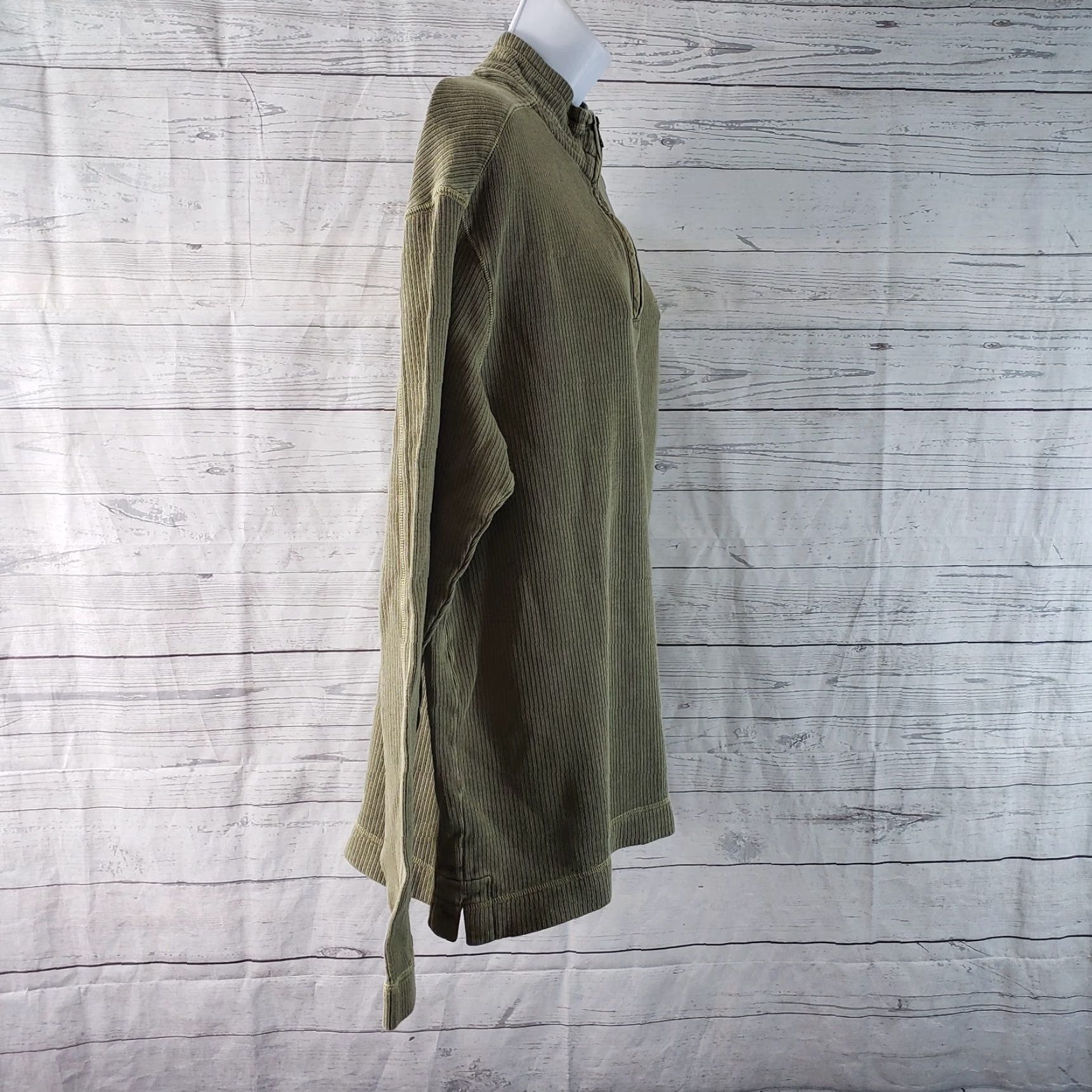 Vintage VINTAGE Ryan Michael Womens 1/4 Zip Pullover Sz Medium Green Ribbed Cotton Long Sleeve Size M / US 6-8 / IT 42-44 - 3 Thumbnail