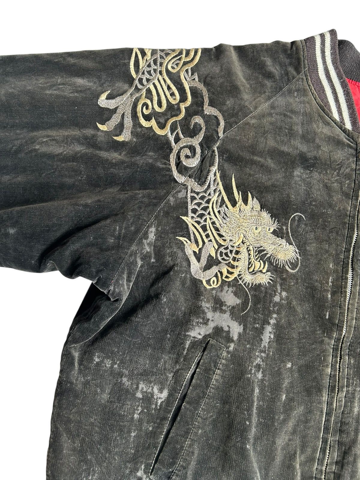 Japanese Brand THRASHED Vintage Sukajan Embroidery Sunfaded Jacket Size US XL / EU 56 / 4 - 5 Thumbnail
