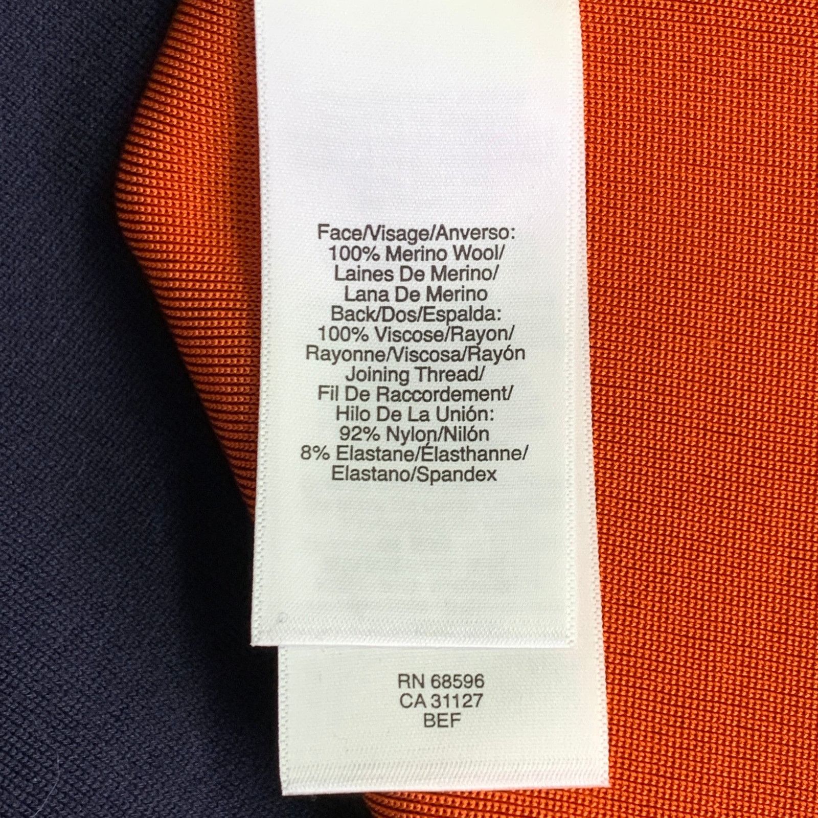 DKNY Navy Orange Merino Wool Contrast Trim Short Sleeve Dress Size M / US 6-8 / IT 42-44 - 5 Thumbnail