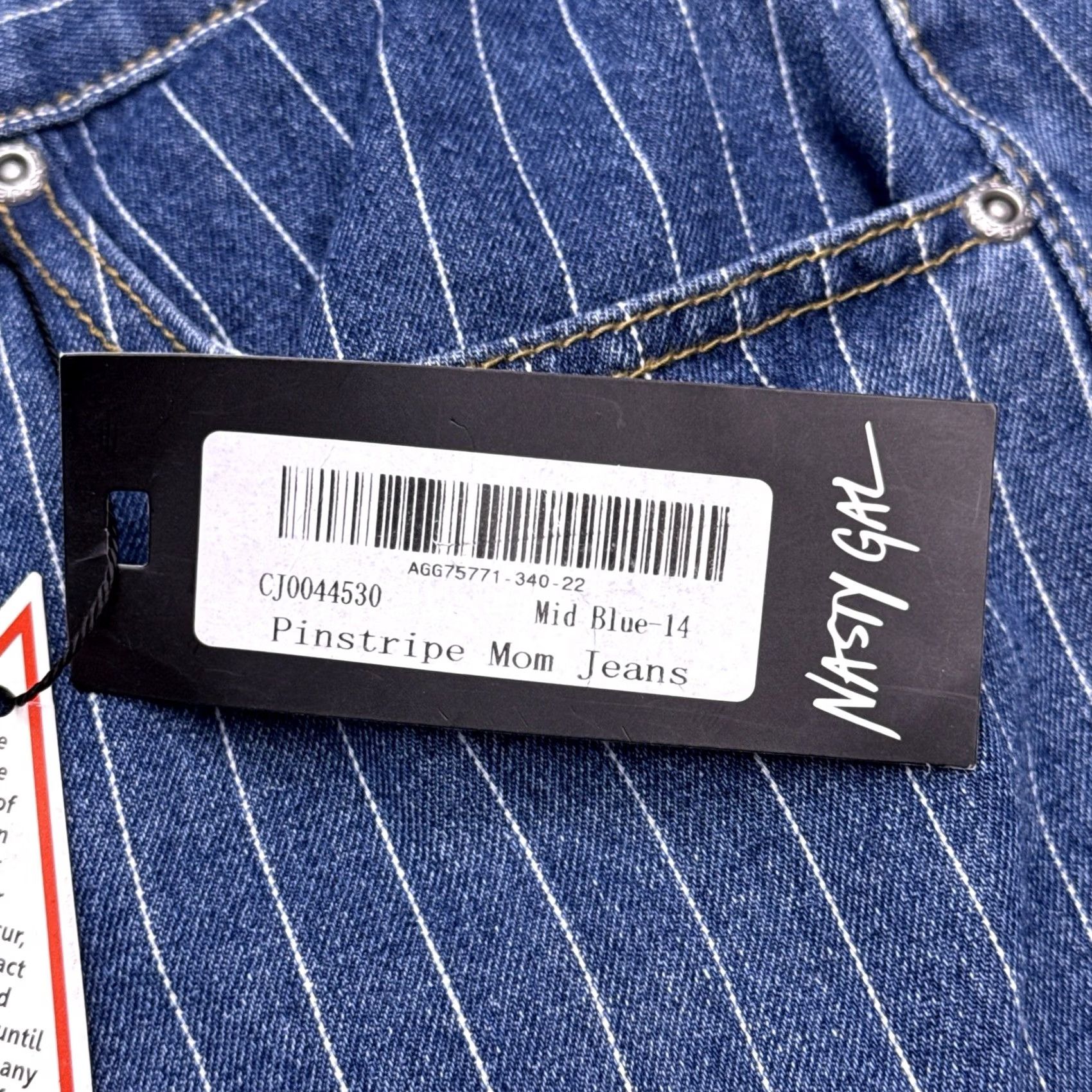 Nasty Gal Nasty Gal Jeans 14 Blue High Rise Pinstripe Mom New Size 36" / US 14 / IT 50 - 5 Thumbnail
