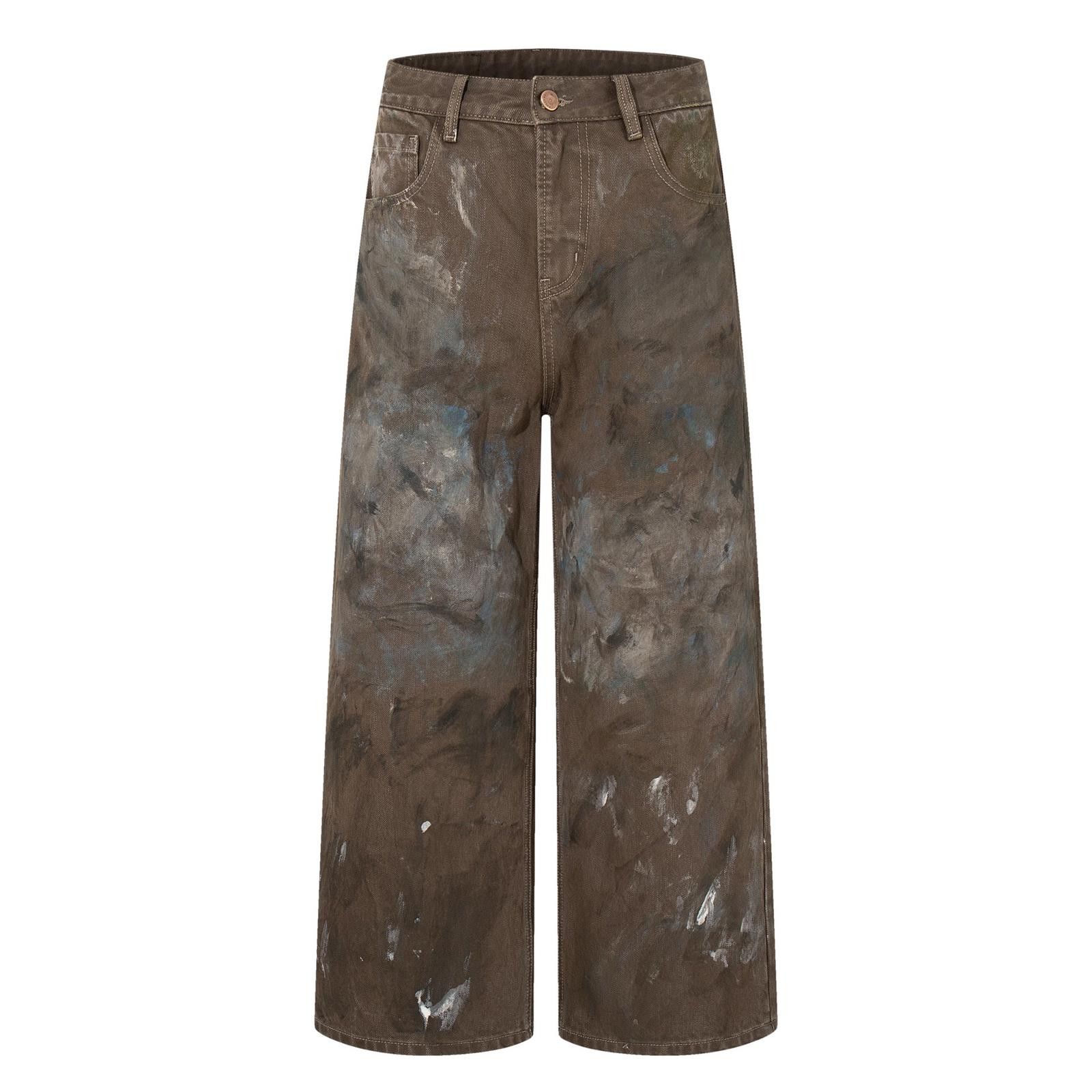 Vintage Brown Distressed Baggy Wide Leg Pants, Casual Streetwear Size 27" / US 4 / IT 40 - 6 Thumbnail