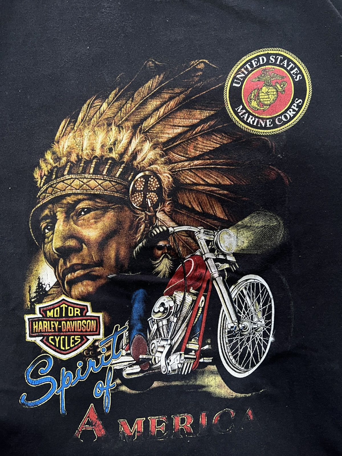 Harley Davidson Vintage Harley-Davidson Spirit of America Native American Size US XL / EU 56 / 4 - 2 Thumbnail