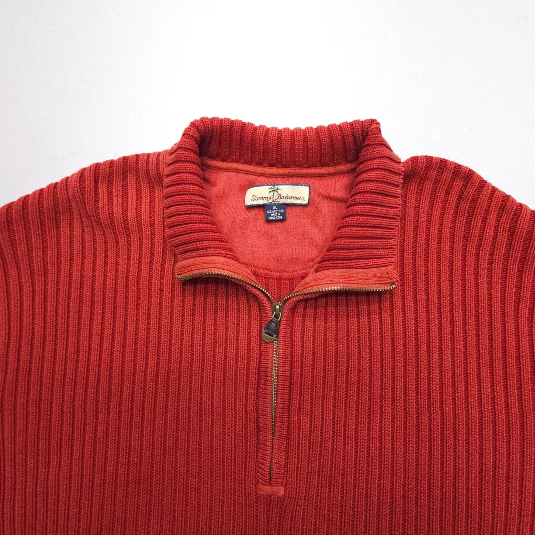 Tommy Bahama Tommy Bahama Sweater XL Red 1/4 Zip Heavyweight Mock Neck Knit Pullover Mens Size US XL / EU 56 / 4 - 3 Thumbnail