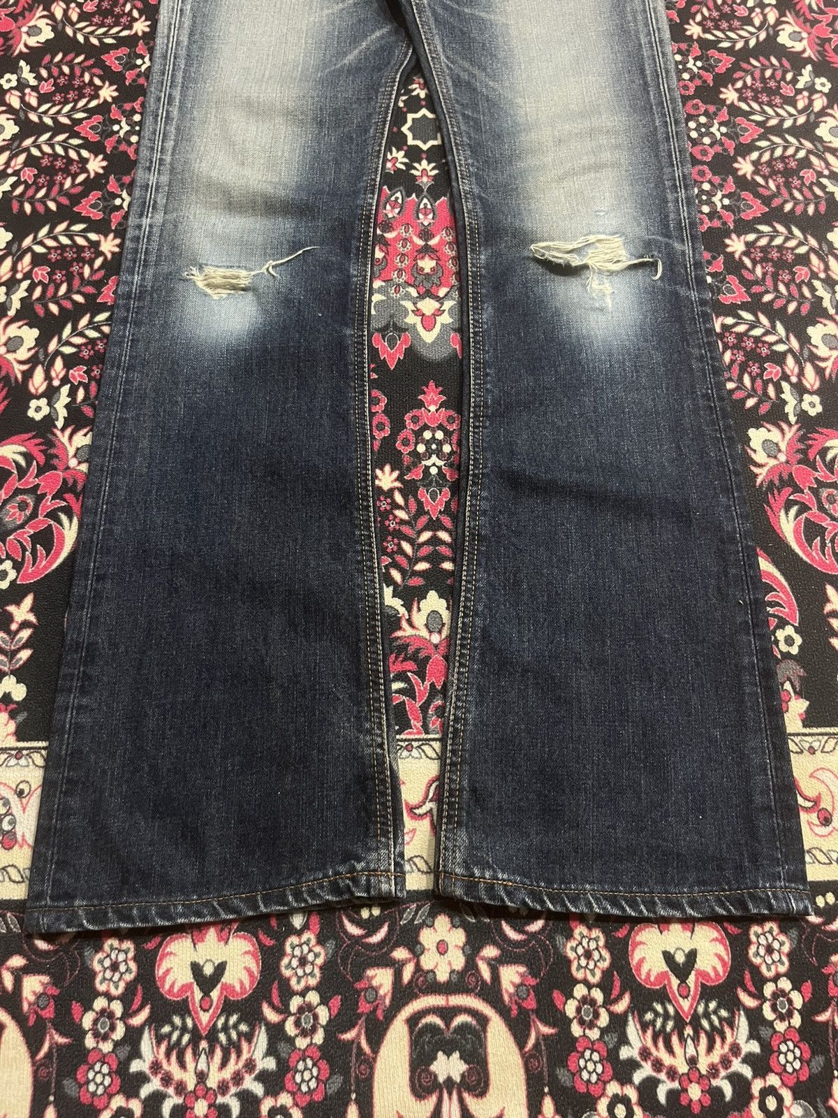 Tornado Mart Vintage Japanese Edwin XVS Dark Blue Faded Washed Flare Jean Size US 28 / EU 44 - 10 Thumbnail