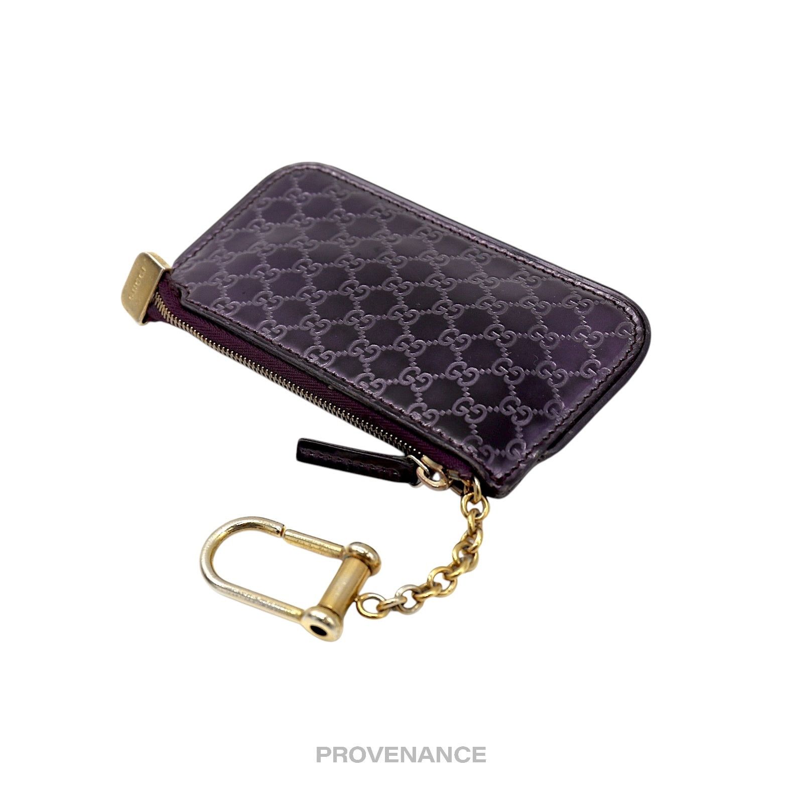 Gucci 🔴 Gucci Key Pouch Cles - GG MicroGuccissima Patent Purple Size ONE SIZE - 4 Thumbnail