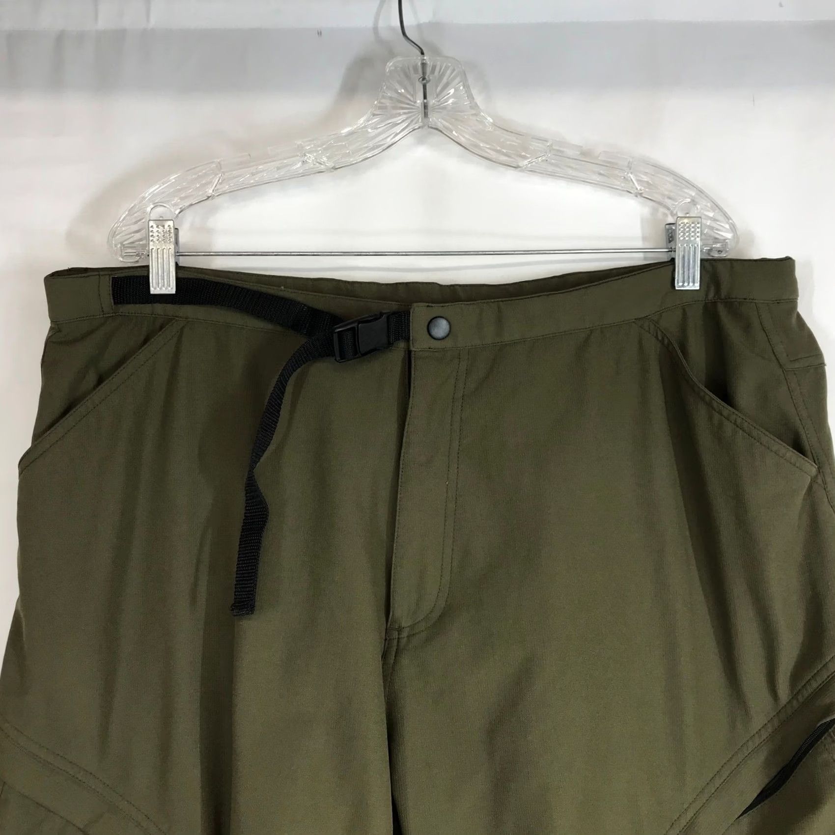 Vintage Navora Men's Olive Green Cargo Shorts XL Nylon Spandex Outdoor Athletic Pockets Belted Quick Dry Breathable Summer Spring Fall Hiking Cycling Bike Size US 36 / EU 52 - 2 Thumbnail