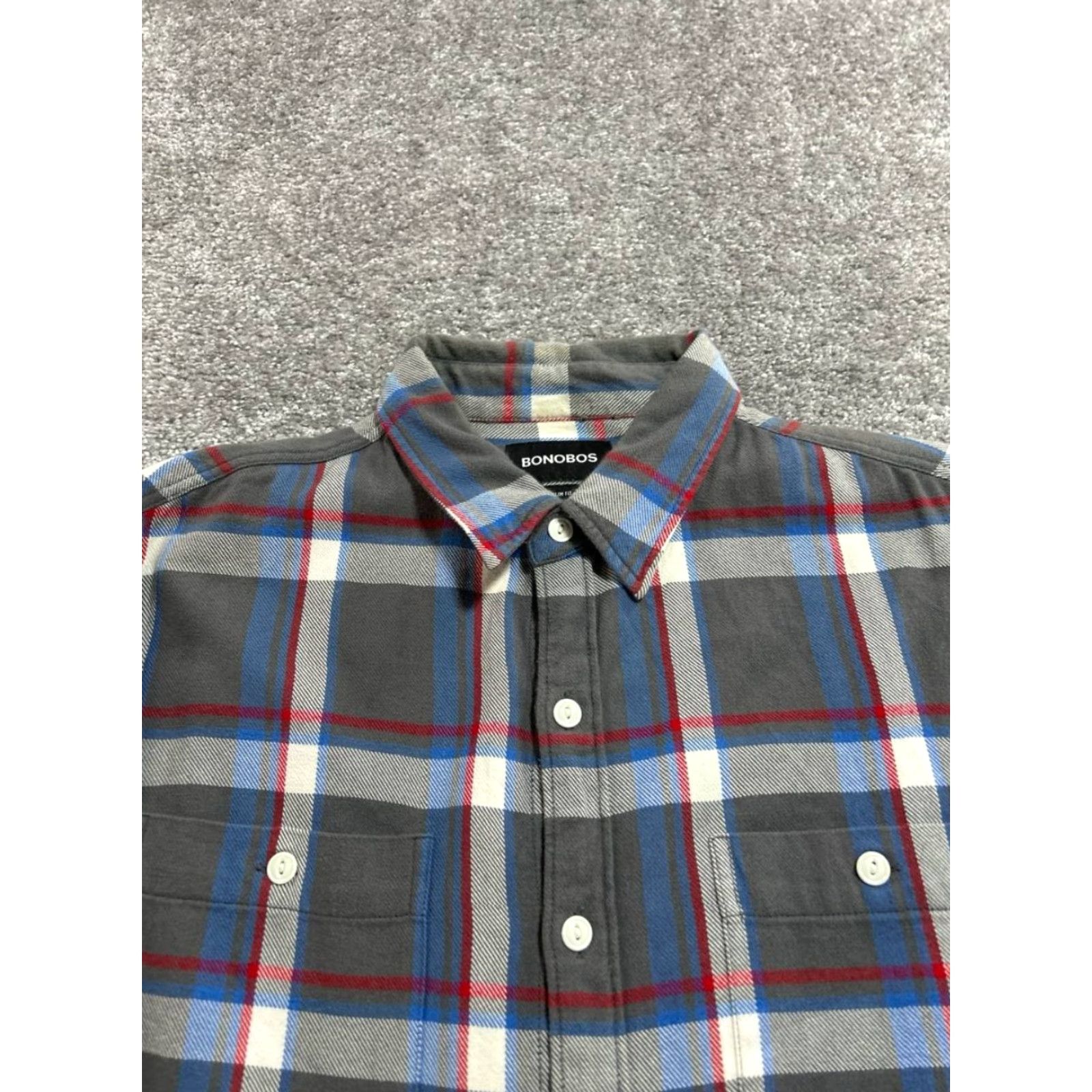 Bonobos Bonobos Flannel Shirt Mens Large Gray Cotton Slim Fit Dual Chest Pockets Casual 90s Theme Boys? Size US L / EU 52-54 / 3 - 3 Thumbnail