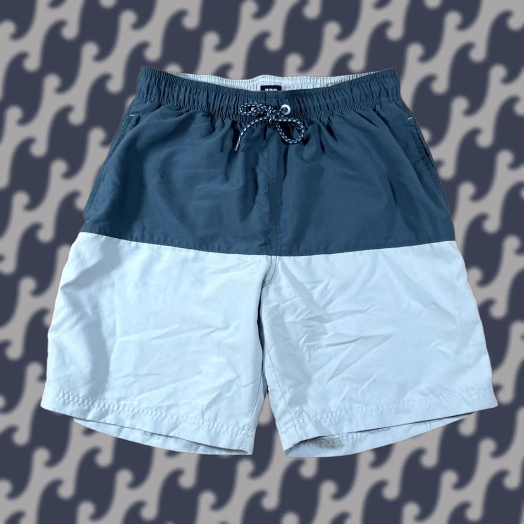George George Men’s Swim Trunks Shorts Drawstring Pockets Blue Colorblock S Size US 29 - 1 Thumbnail