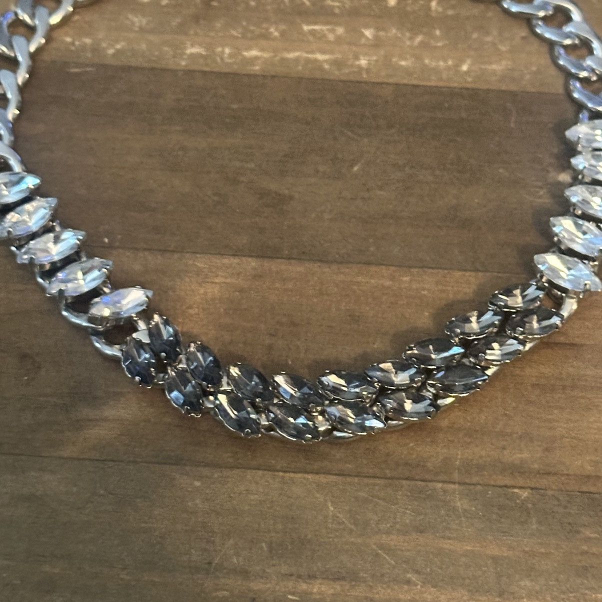 Other Chunky silver tone marquise rhinestone statement necklace Size ONE SIZE - 3 Thumbnail