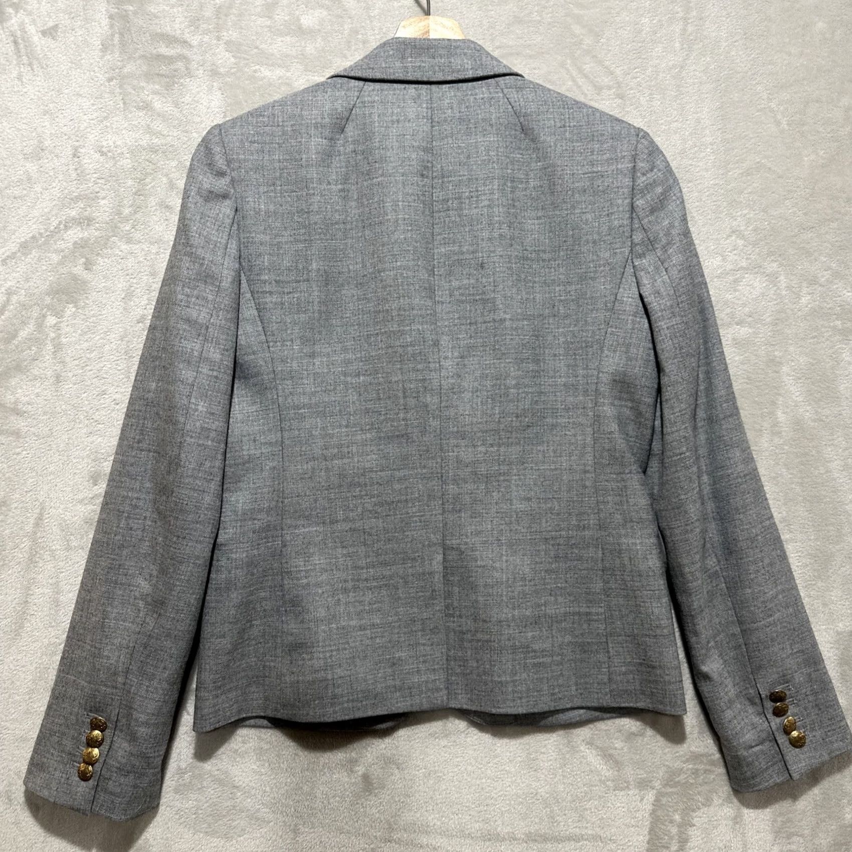J.Crew J. Crew Blazer Women's Size 4 Notched Lapel Gold Button Pockets Gray Wool Blend Business Casual Blazer Womens 4 Size S / US 4 / IT 40 - 2 Thumbnail