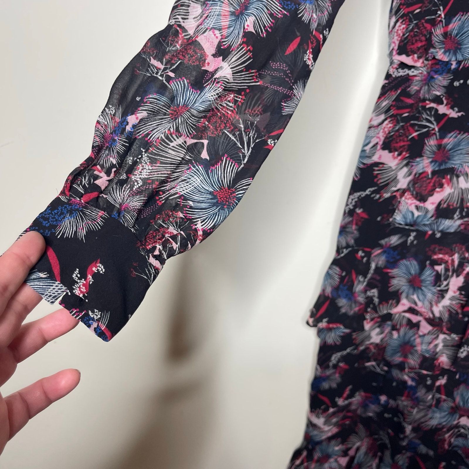 Other SALONI Abstracted Ruffle Floral Midi Silk Dress sz 2 Size XS / US 0-2 / IT 36-38 - 9 Thumbnail