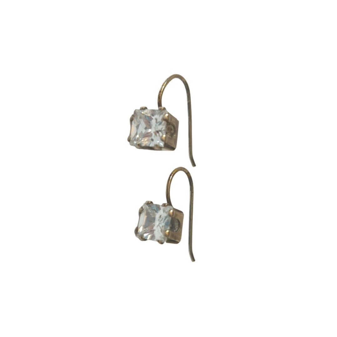 The Unbranded Brand Princess Cut CZ Cubic Zirconia Hook Earrings Sterling Silver Size ONE SIZE - 1 Thumbnail