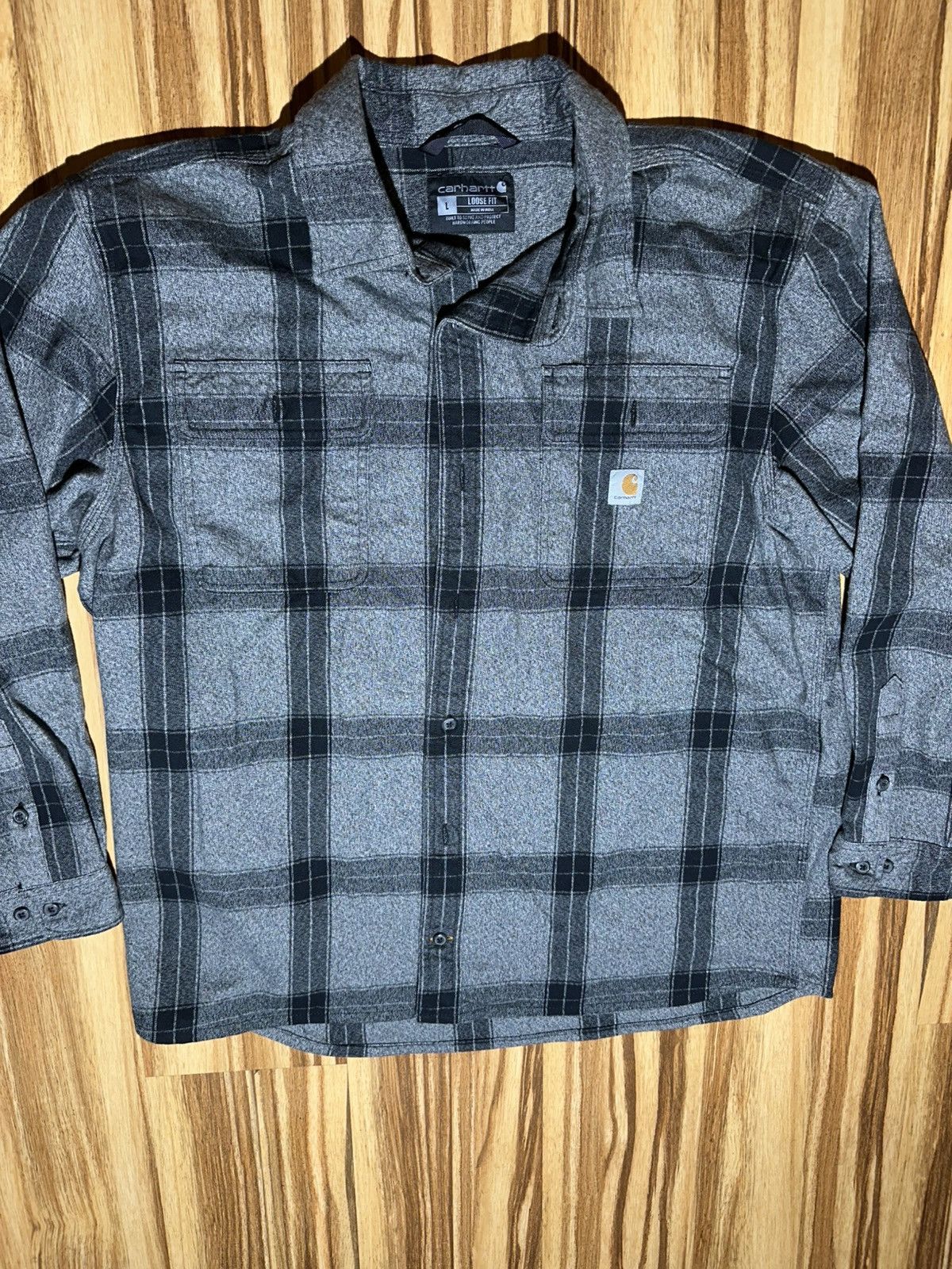 Carhartt Carhartt Black & Gray Plaid Shirt Size US L / EU 52-54 / 3 - 3 Thumbnail