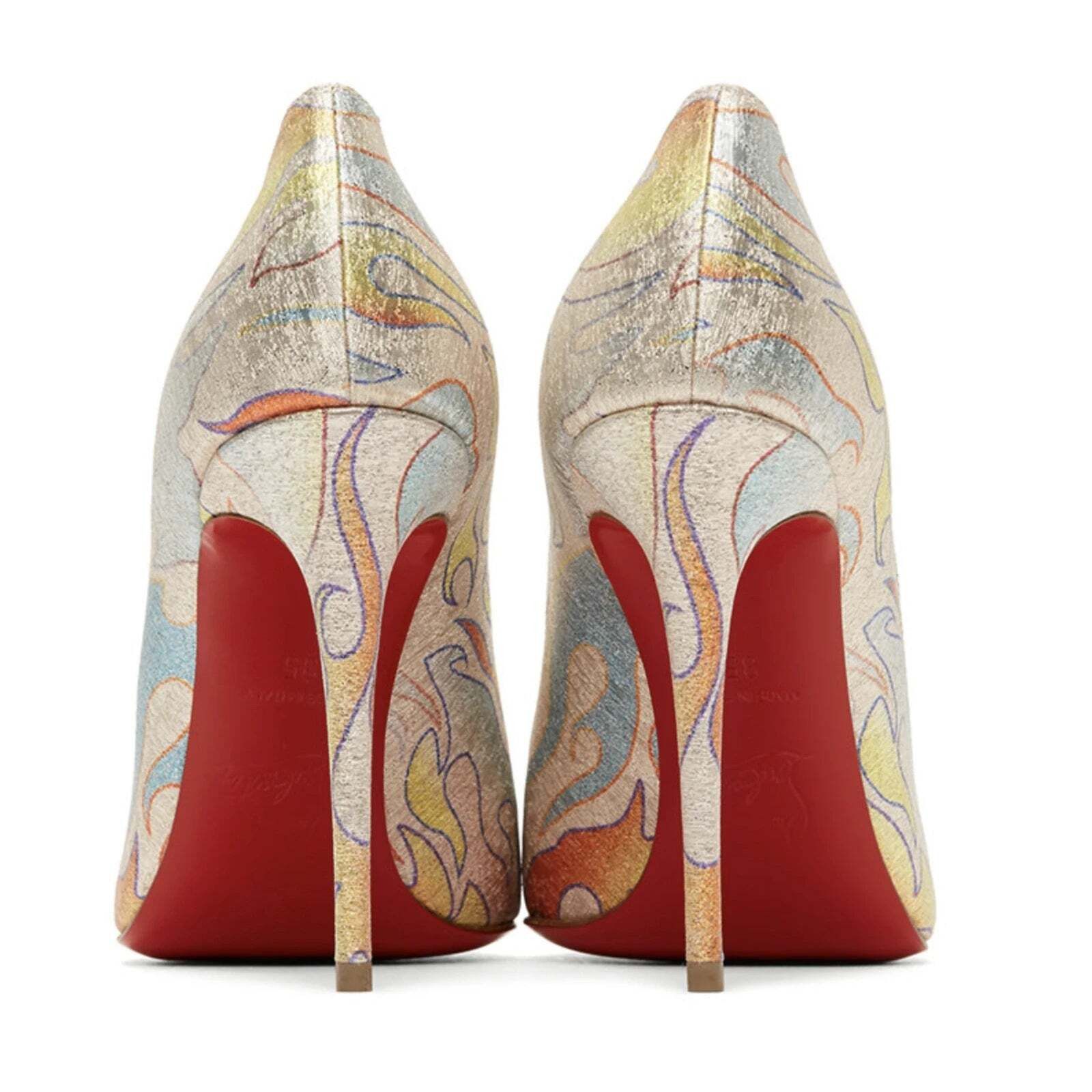 Christian Louboutin Christian Louboutin Pigalle Follies 100 Lurex Flame Orange Size US 7.5 / IT 37.5 - 10 Thumbnail