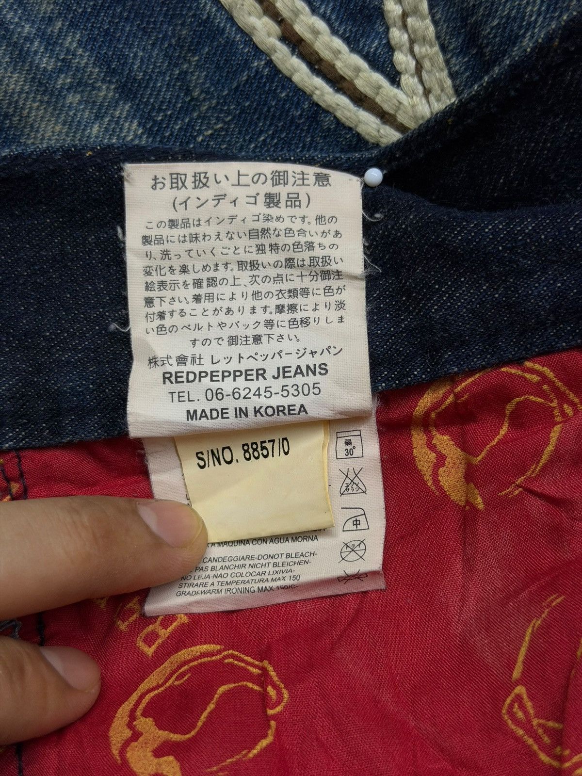 Japanese Brand Vintage Red Pepper Japan & Co | Y2K Heavy Fade Studded | W35 Size US 35 - 15 Thumbnail