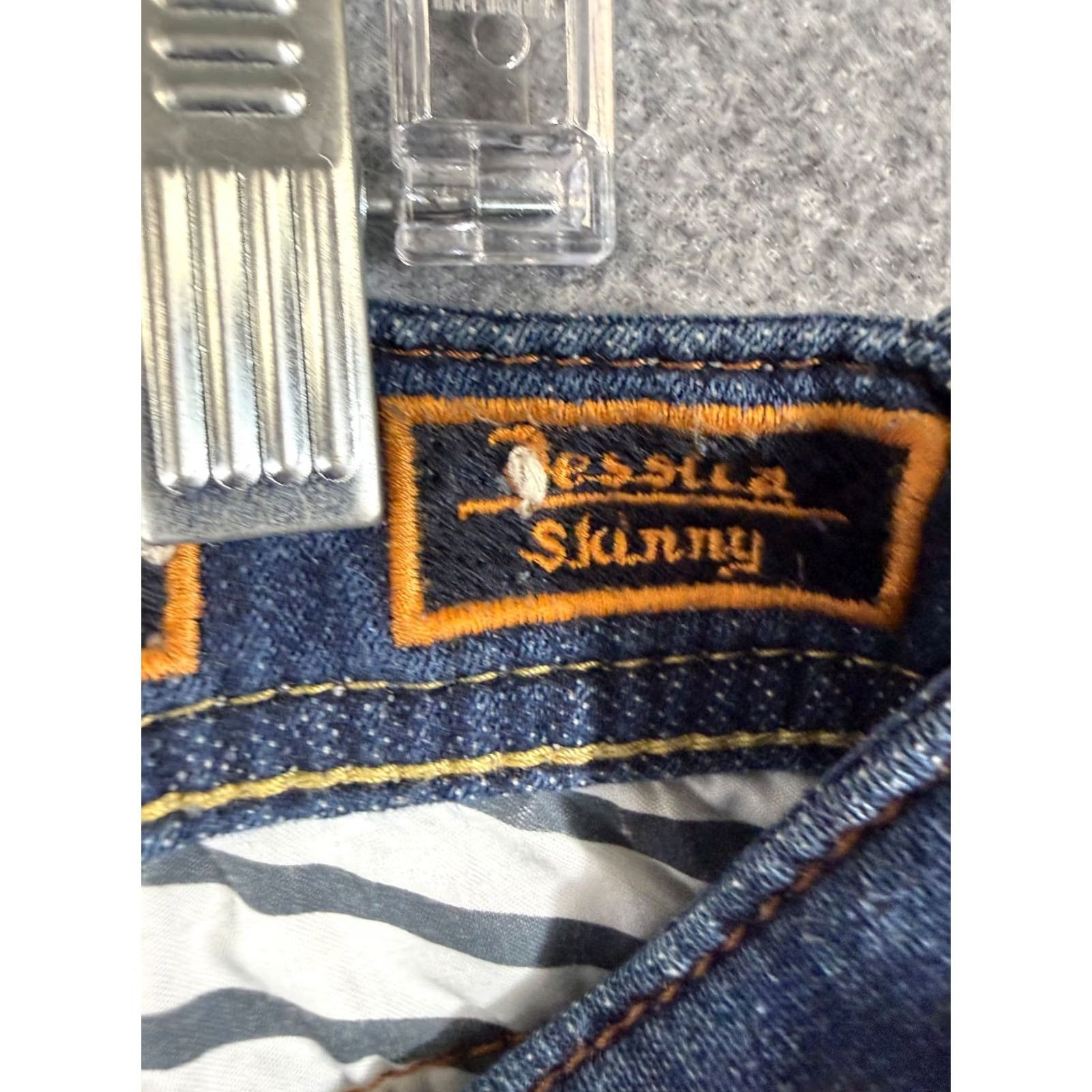 Vintage Rock Revival Jeans Womens 29 Blue Denim Jessica Skinny Stretch Low Rise Whisker Wash Pockets Size 29" - 7 Thumbnail