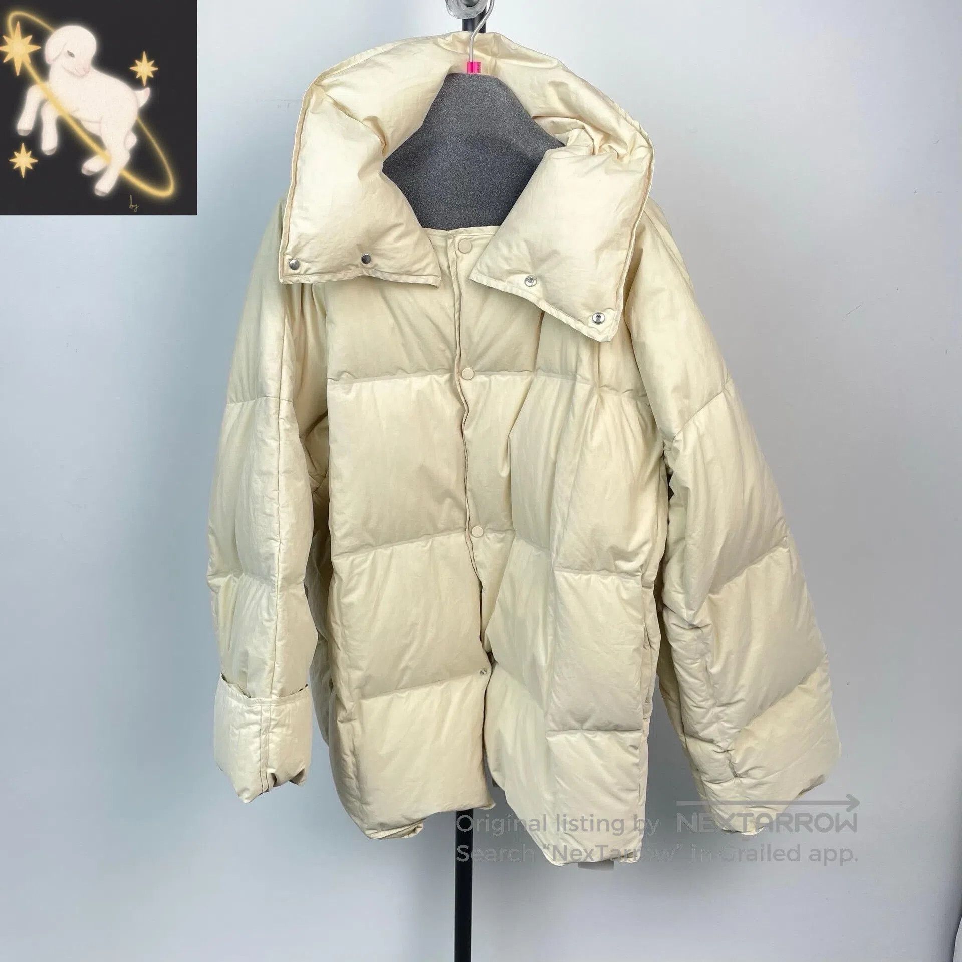 Bottega Veneta Bottega Veneta Beige Collar Removable Collar Down Jacket| Size L / US 10 / IT 46 - 1 Thumbnail