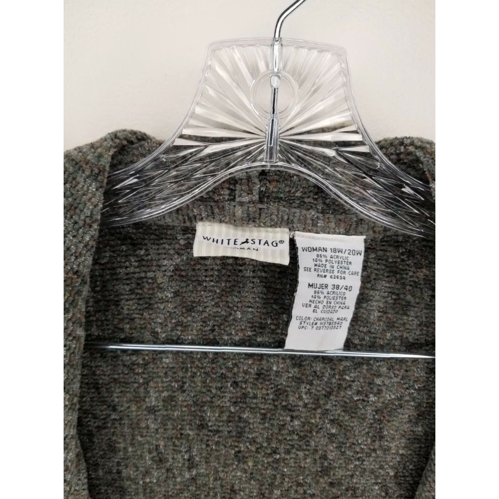 Vintage WHITE STAG Womens Hooded Sweater Gray Full Zip Size 18W/20W Size XXL / US 16-18 / IT 52-54 - 2 Thumbnail
