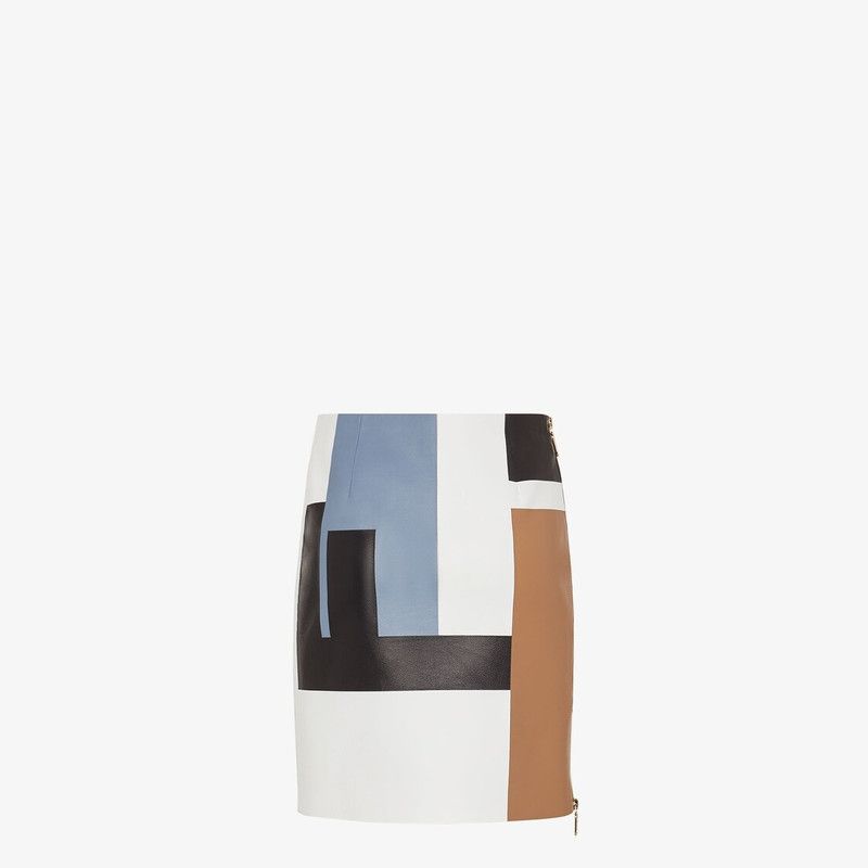 Fendi o1loc1c0126 Leather Mini Skirt in Multicolor Size 30" / US 8 / IT 44 - 2 Thumbnail