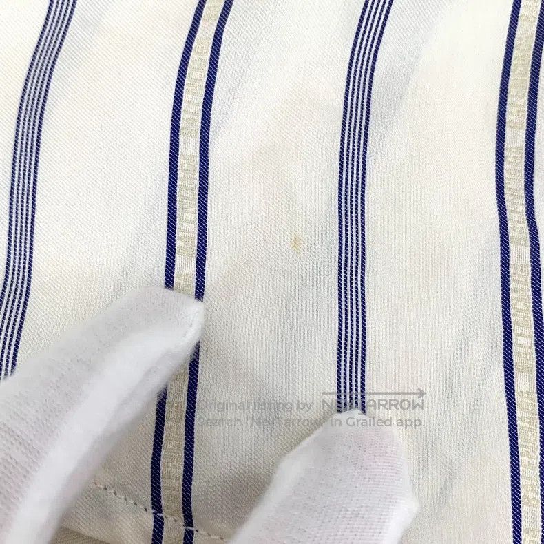 Balenciaga Balenciaga size 38 White Striped Tie Bow Mulberry Silk Lon Size S / US 4 / IT 40 - 9 Thumbnail