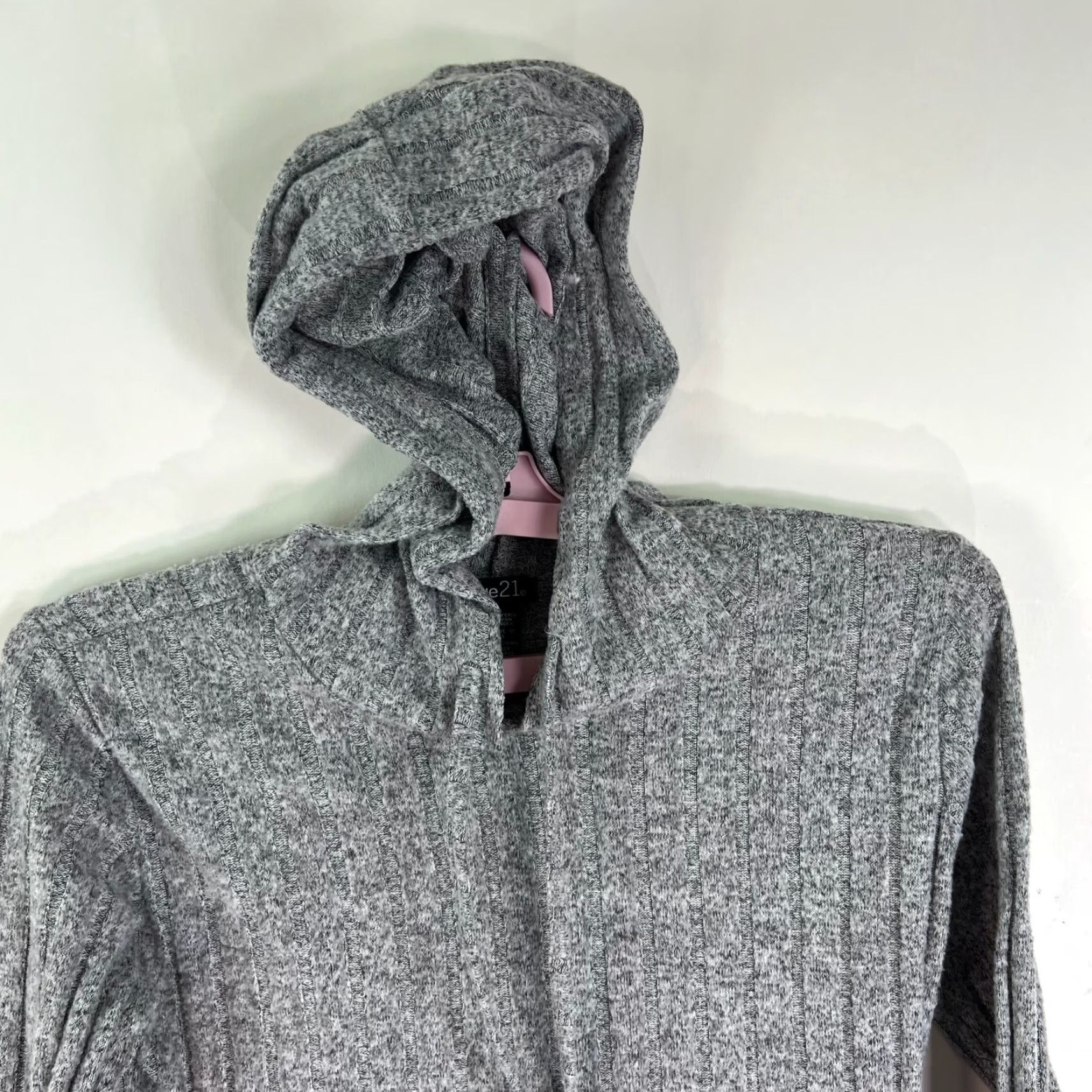 Vintage rue 21 Ribed Knit Long Hooded Sweater Womens Size M Gray Size M / US 6-8 / IT 42-44 - 2 Thumbnail
