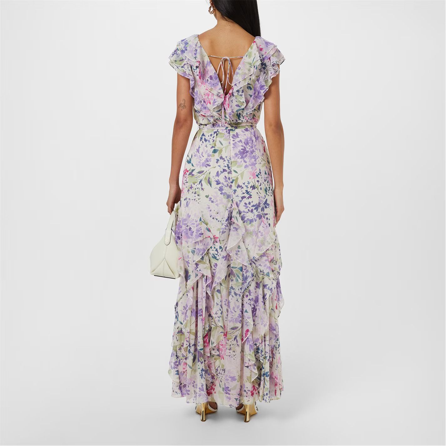 Lauren Ralph Lauren o1g2r1mq0825 Floral Ruffle-Trim Georgette Gown in Multicolor Size S / US 4 / IT 40 - 4 Thumbnail