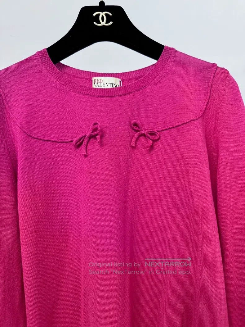 Valentino Valentino Rose red bow knitted top Size M / US 6-8 / IT 42-44 - 2 Thumbnail