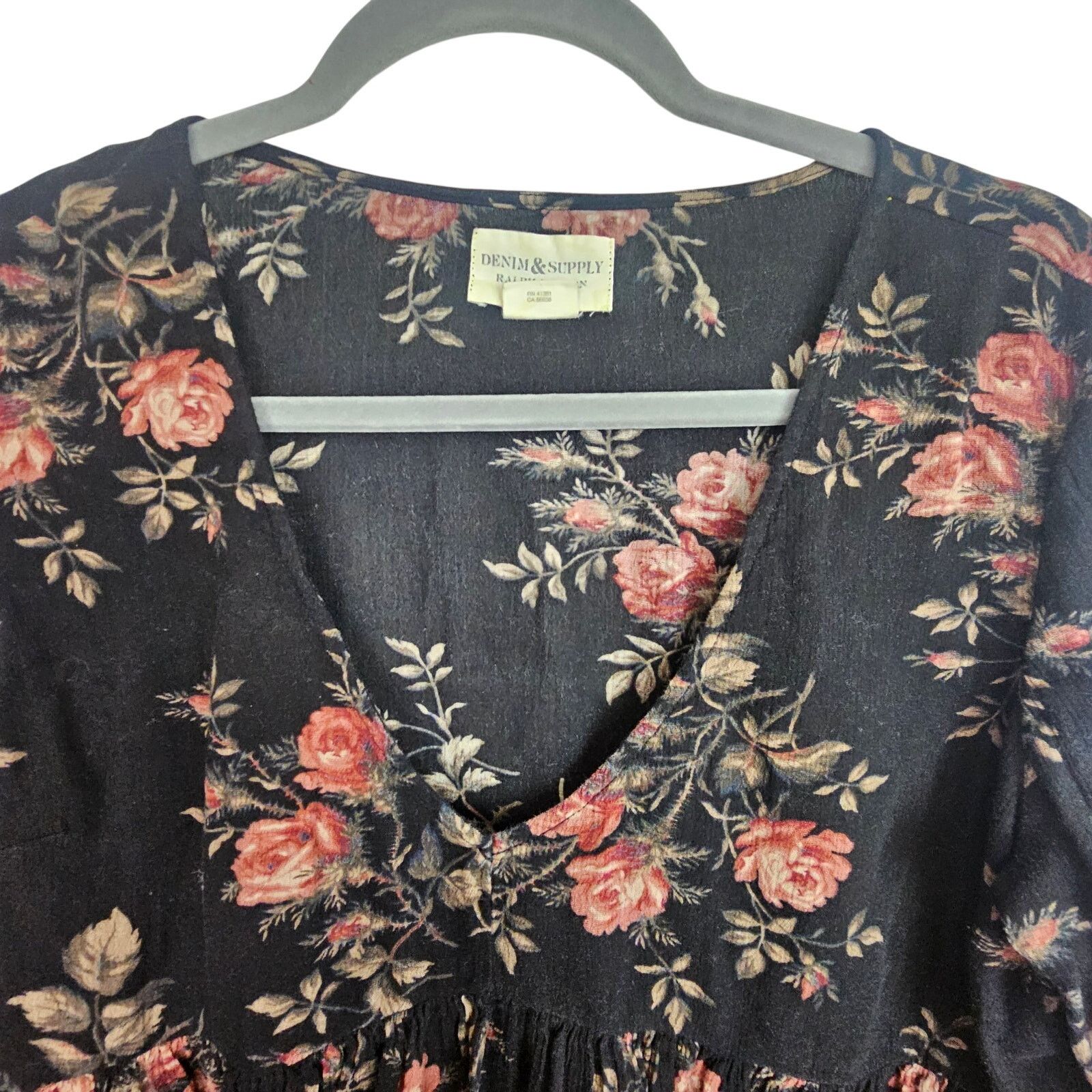 Denim & Supply Ralph Lauren Denim & Supply Ralph Lauren Womens Floral Babydoll Top Sz L Size L / US 10 / IT 46 - 2 Thumbnail