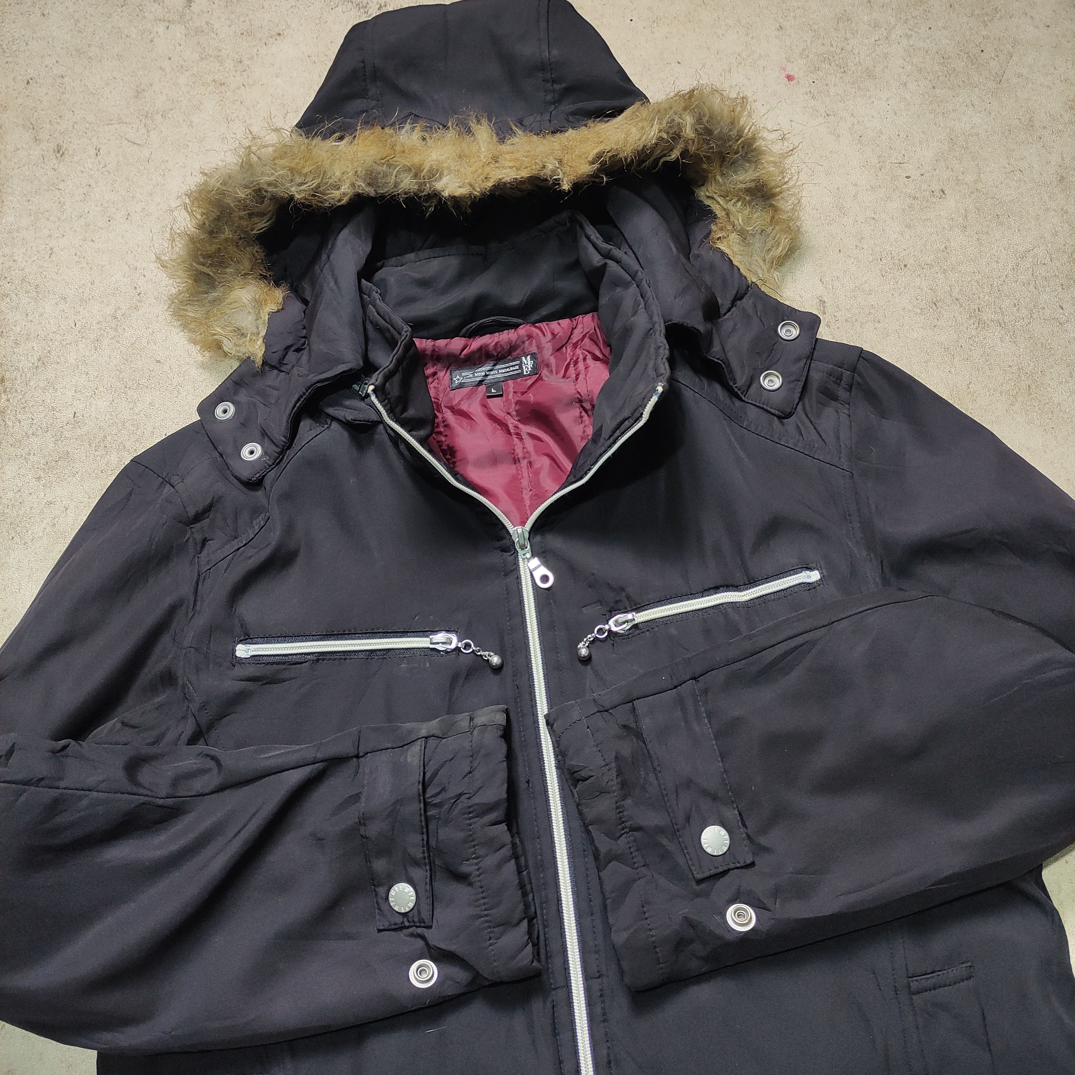 Tornado Mart Mode Modu Fur Hood Jacket – Vkei / punk 2000s Size US L / EU 52-54 / 3 - 3 Thumbnail