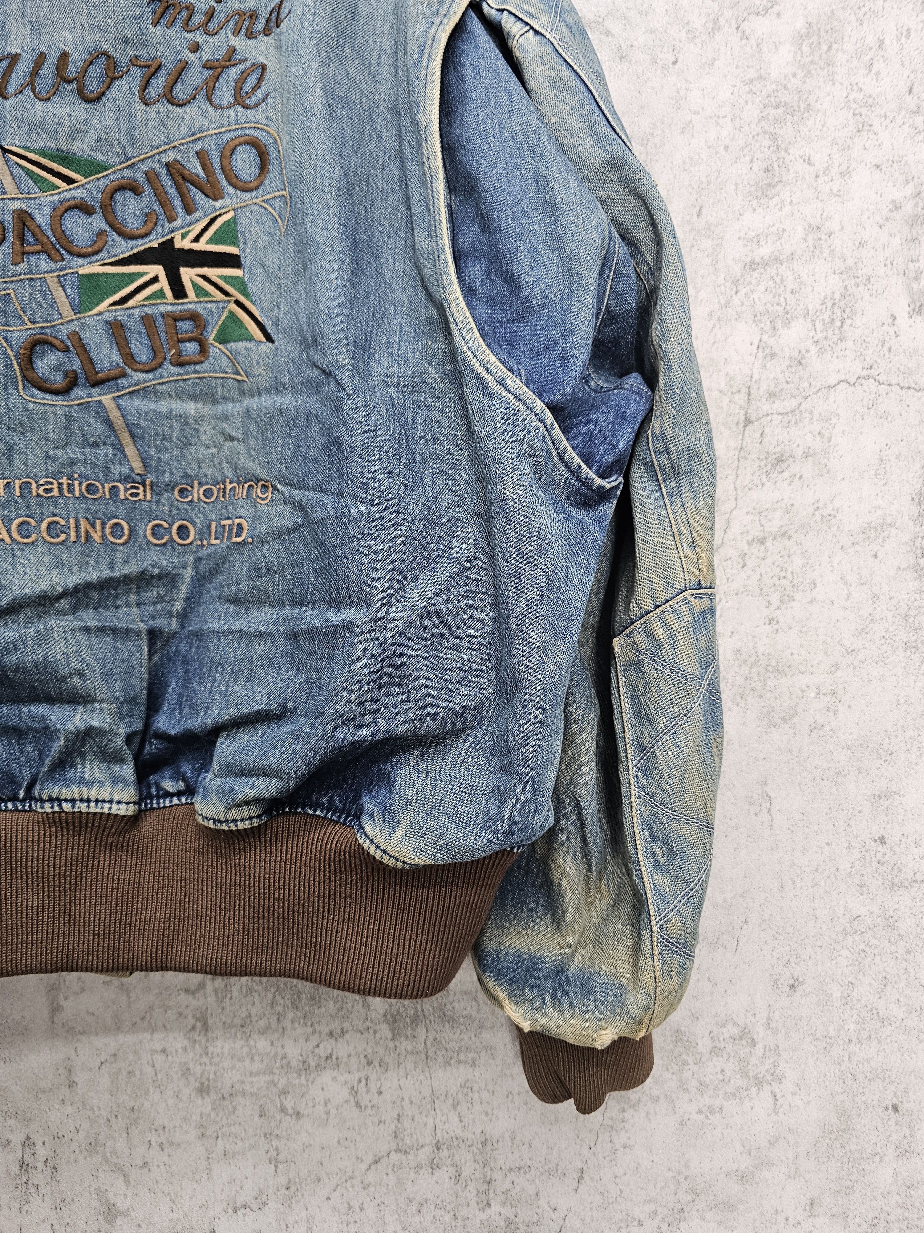 Japanese Brand Vintage PACCINO CLUB Ripped Faded Denim Bomber Jacket J0084 Size US XL / EU 56 / 4 - 4 Thumbnail