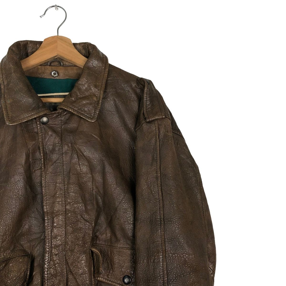Japanese Brand 🔥VINTAGE FLY LEATHER JACKET MILITARY PIERRE BONEE USA Size US L / EU 52-54 / 3 - 4 Thumbnail