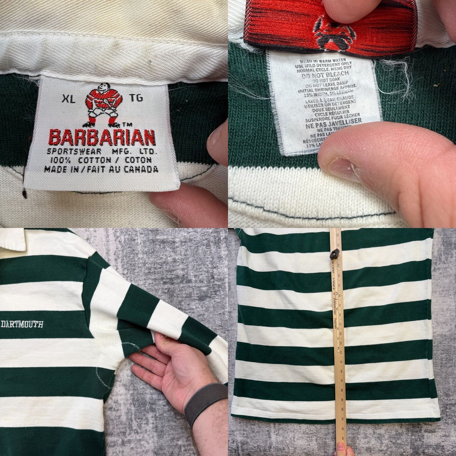 Barbarian VTG Barbarian Dartmouth College Rugby Shirt Mens XL Striped Polo Size US XL / EU 56 / 4 - 8 Thumbnail