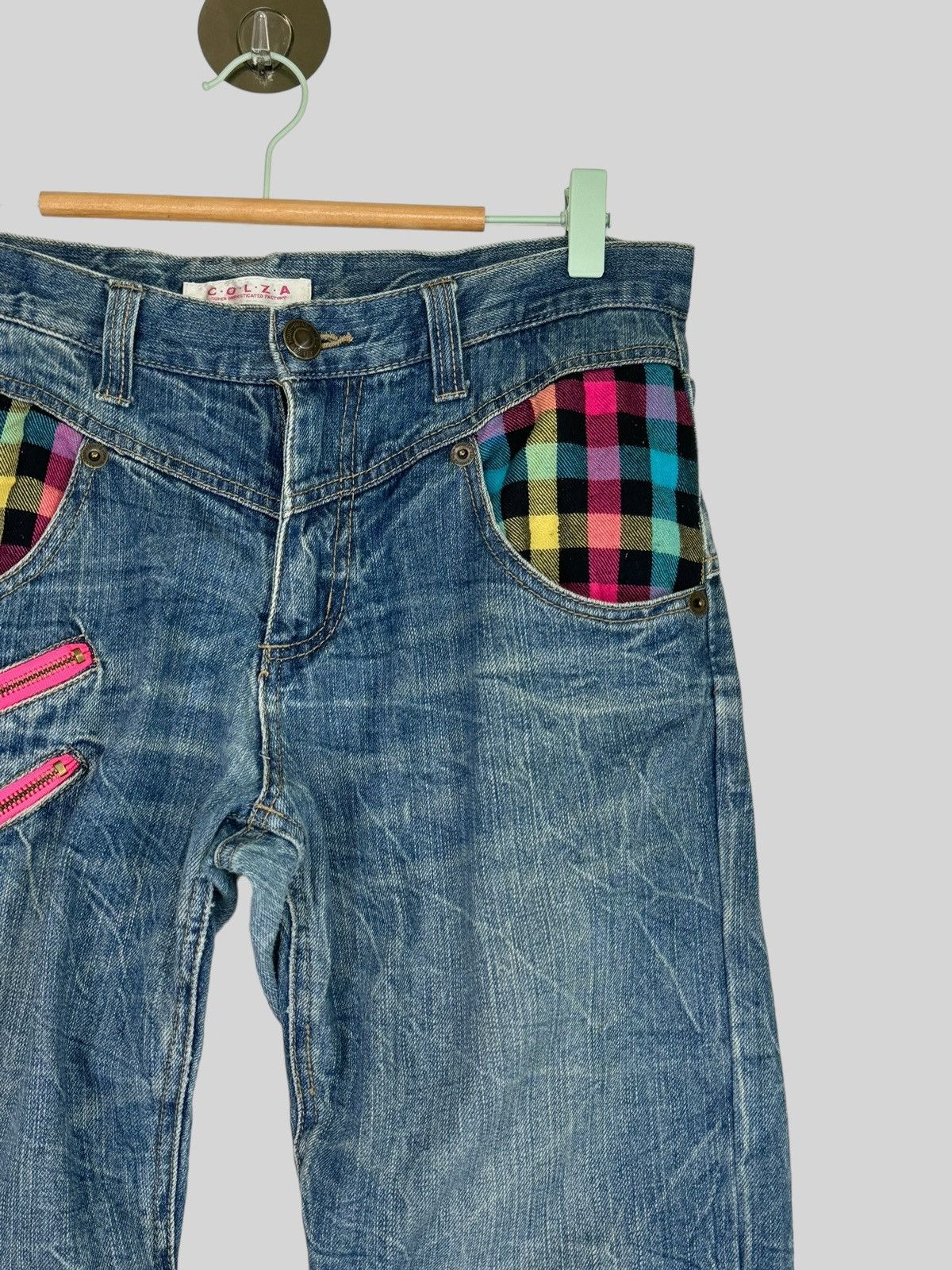 Japanese Brand COLZA DOUBLE WAIST TARTAN PLAIDS CLAWS MARK DENIM PANTS Size US 32 / EU 48 - 5 Thumbnail