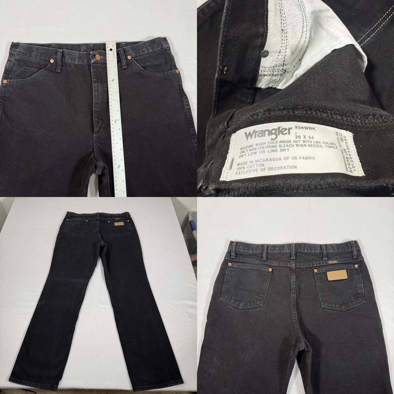 Wrangler Wrangler Jeans Mens 36x34 Black 936 Slim Fit Denim Pants Western Cowboy Cut Work Size US 36 / EU 52 - 8 Thumbnail