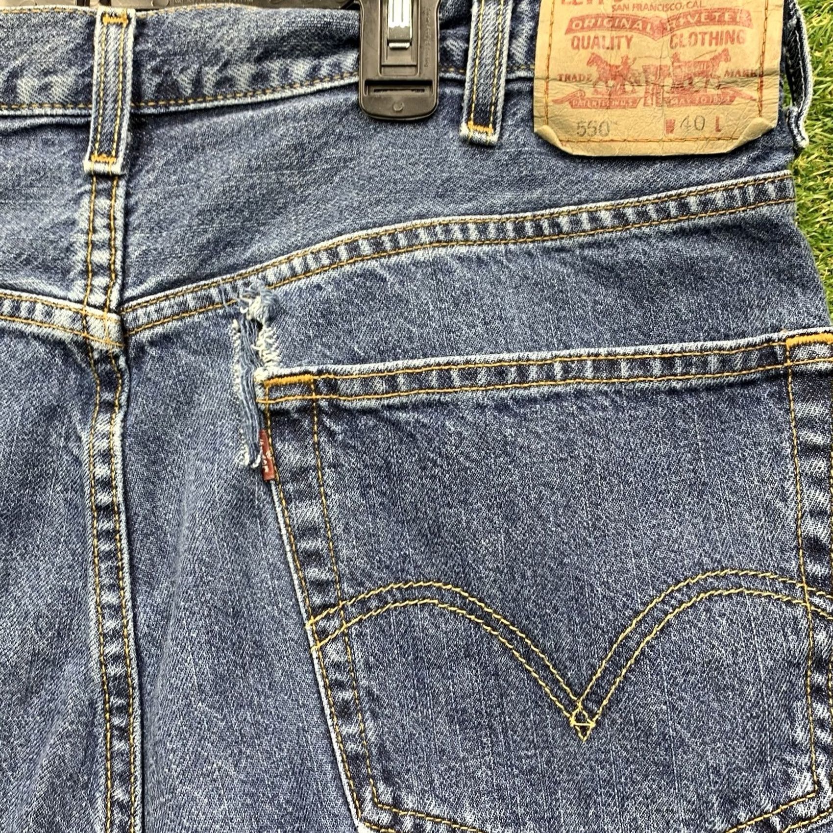 Levi's Levi's Levi's 550 Jean Shorts Mens 40 Denim Baggy Loose 90s Skater Dark Wash Jorts Work Bermuda Size US 40 / EU 56 - 7 Thumbnail
