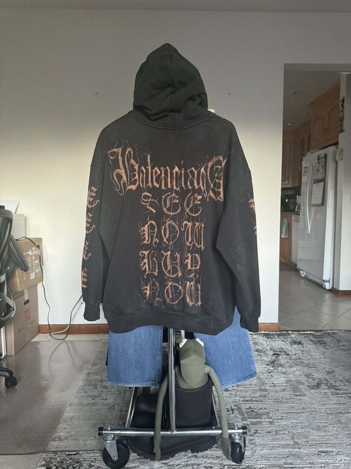 Balenciaga Men's Metal Logo Long Sleeve T-Shirt in Faded