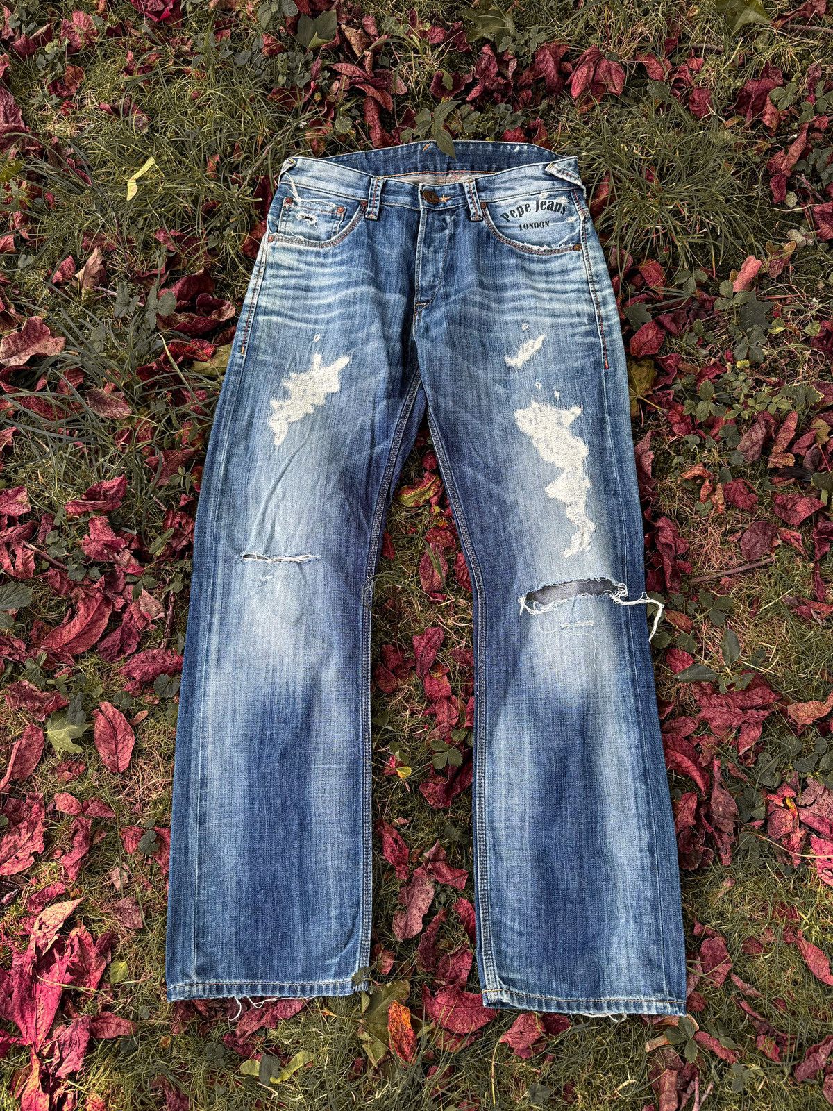 If Six Was Nine Y2K Trashed Distressed jeans straight fit pants Size US 32 / EU 48 - 1 Thumbnail
