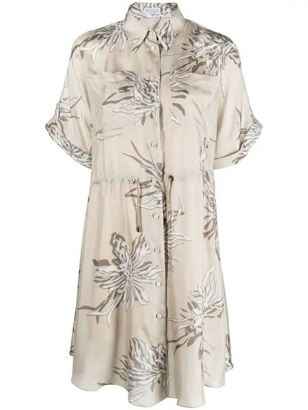 Brunello Cucinelli o1y0725 Mini Dress in Multicolor Size XXL / US 16-18 / IT 52-54 - 1 Thumbnail