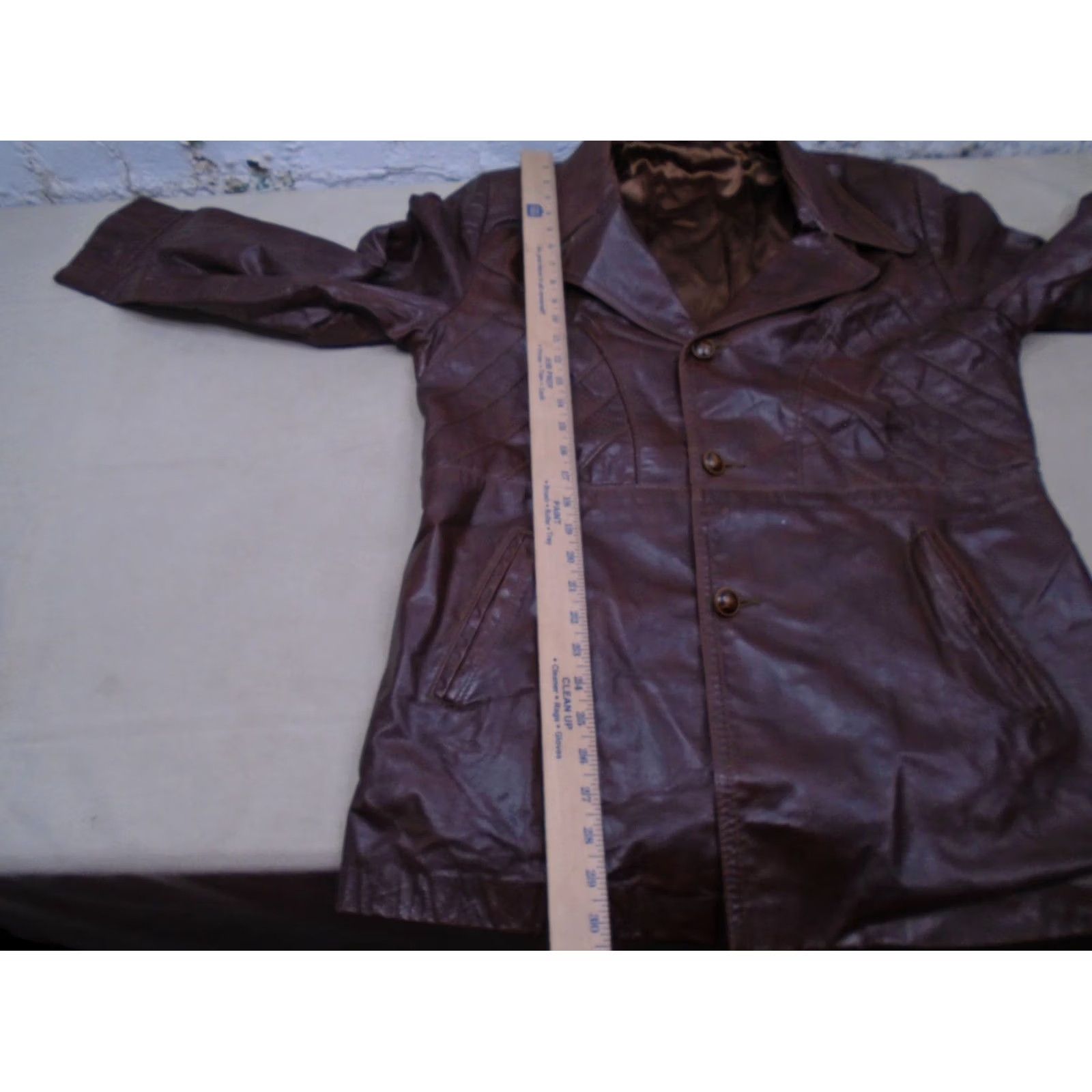 Skin VINTAGE Grais Jacket Leather Car Coat Mens 40 Regular Brown Button Casual Made USA Angel Skin Nappa Size US XXS / EU 40 - 5 Thumbnail
