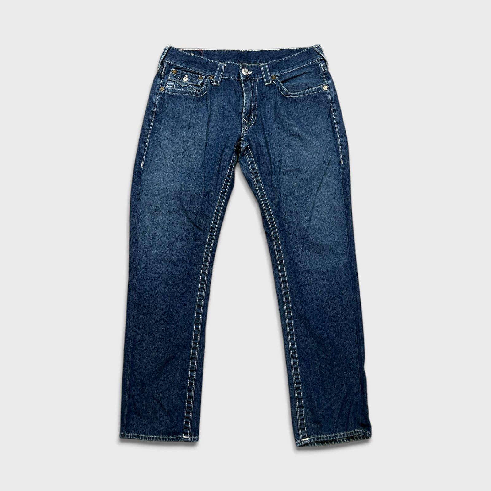 True Religion × Vintage True Religion Jeans 36x31 Ricky Straight USA Denim Pants Size US 36 / EU 52 - 1 Thumbnail
