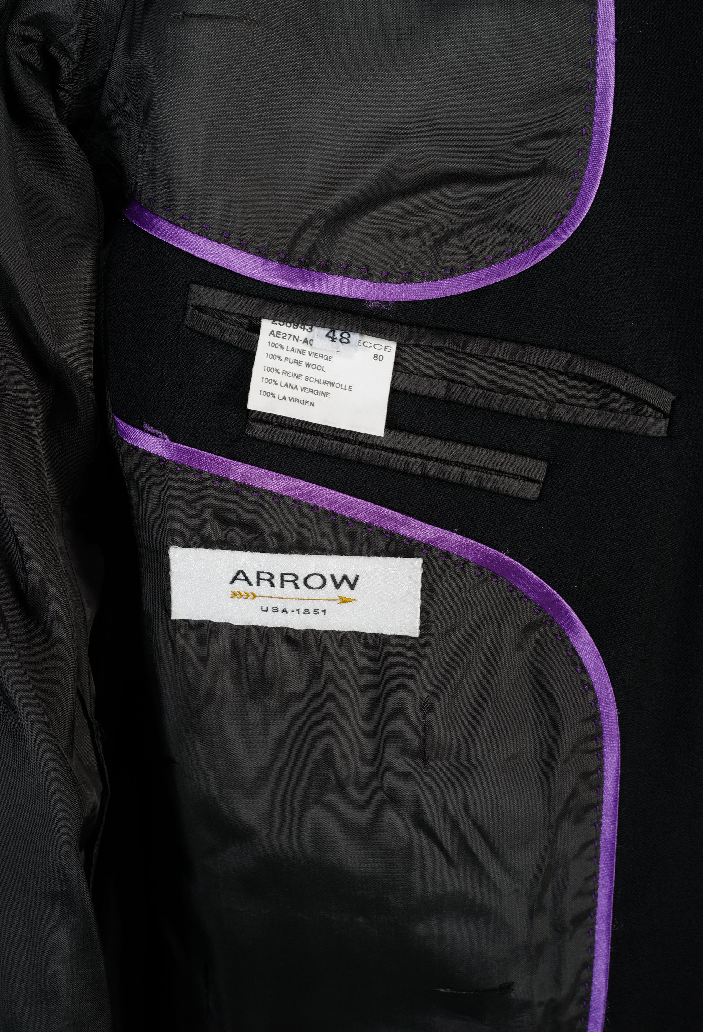Arrow Arrow black pure wool suit Size 48R - 5 Thumbnail