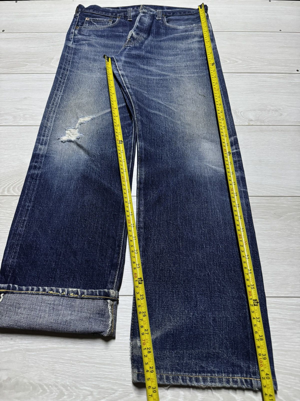 Vtg Denime 90s Selvedge Jeans Yellow Line Shins Era 66 Type