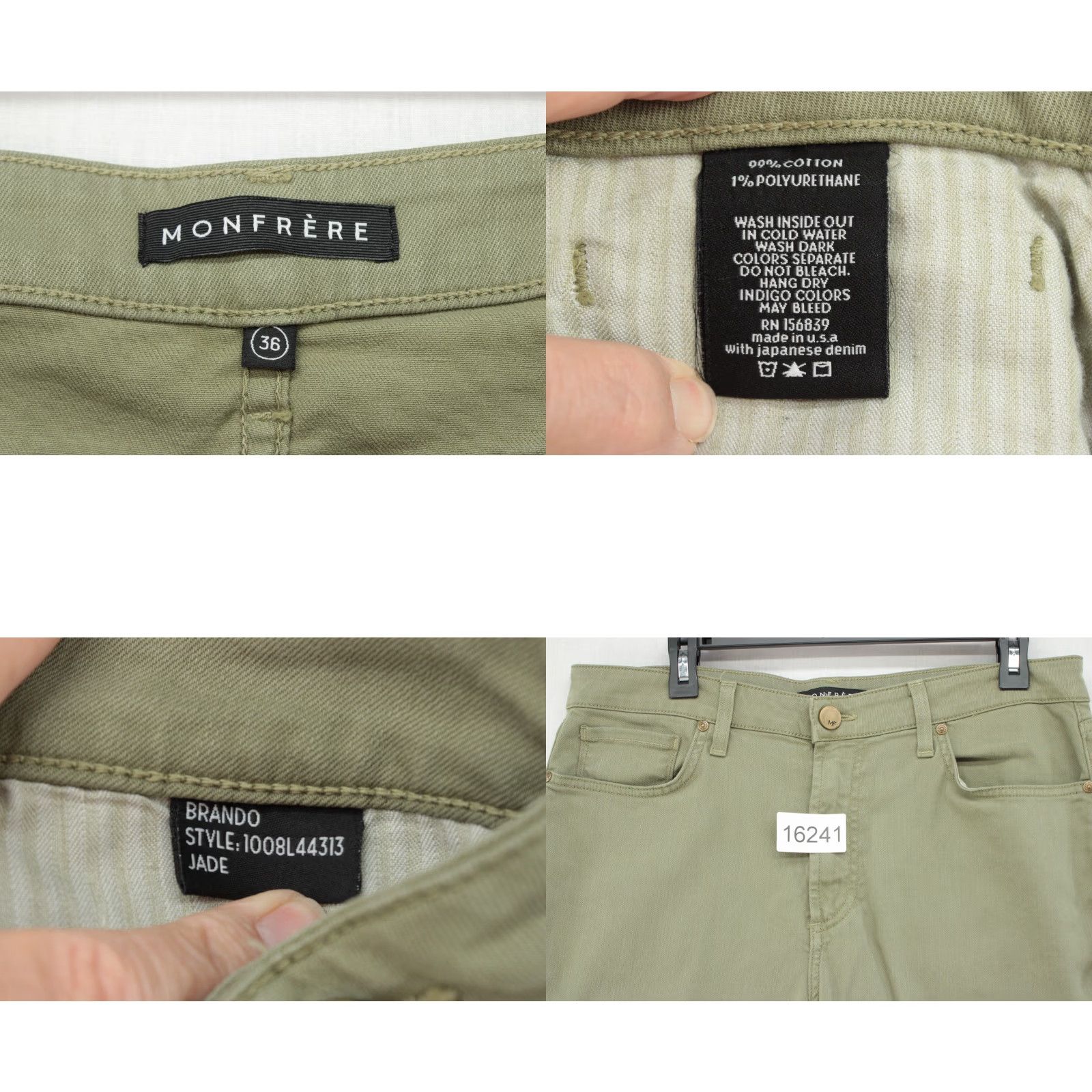 MONFRERE MONFRERE Brando Slim Jeans Men's 34 Green Stretch Modern Mid Rise Street Wear Shirt Size US 34 / EU 50 - 8 Thumbnail